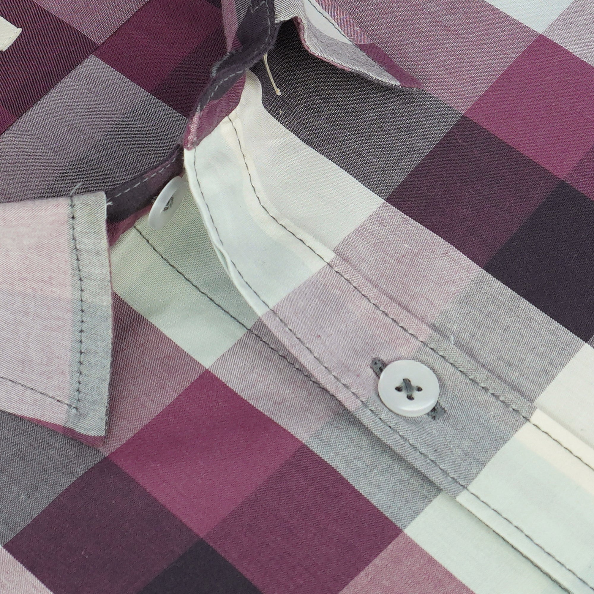 Men's 100% Cotton Checkered Half Sleeves Shirt (Wine)