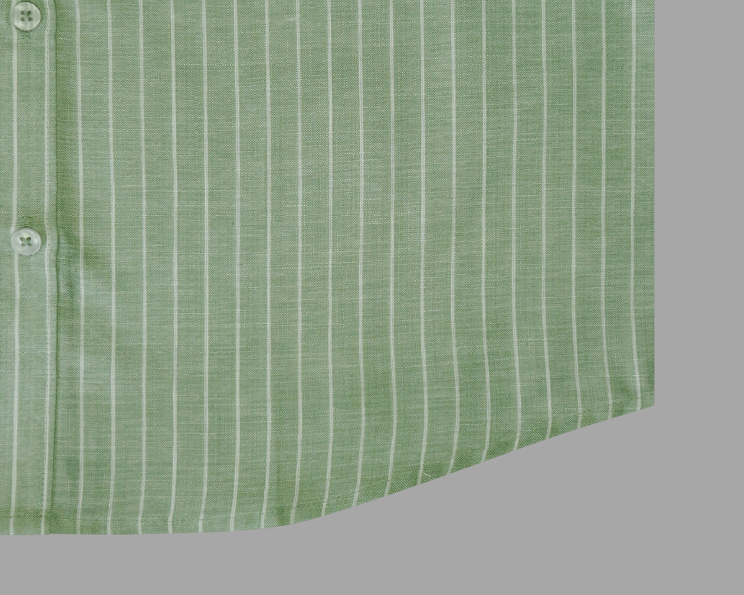 Men's Cotton Linen Striped Half Sleeves Shirt (Green)