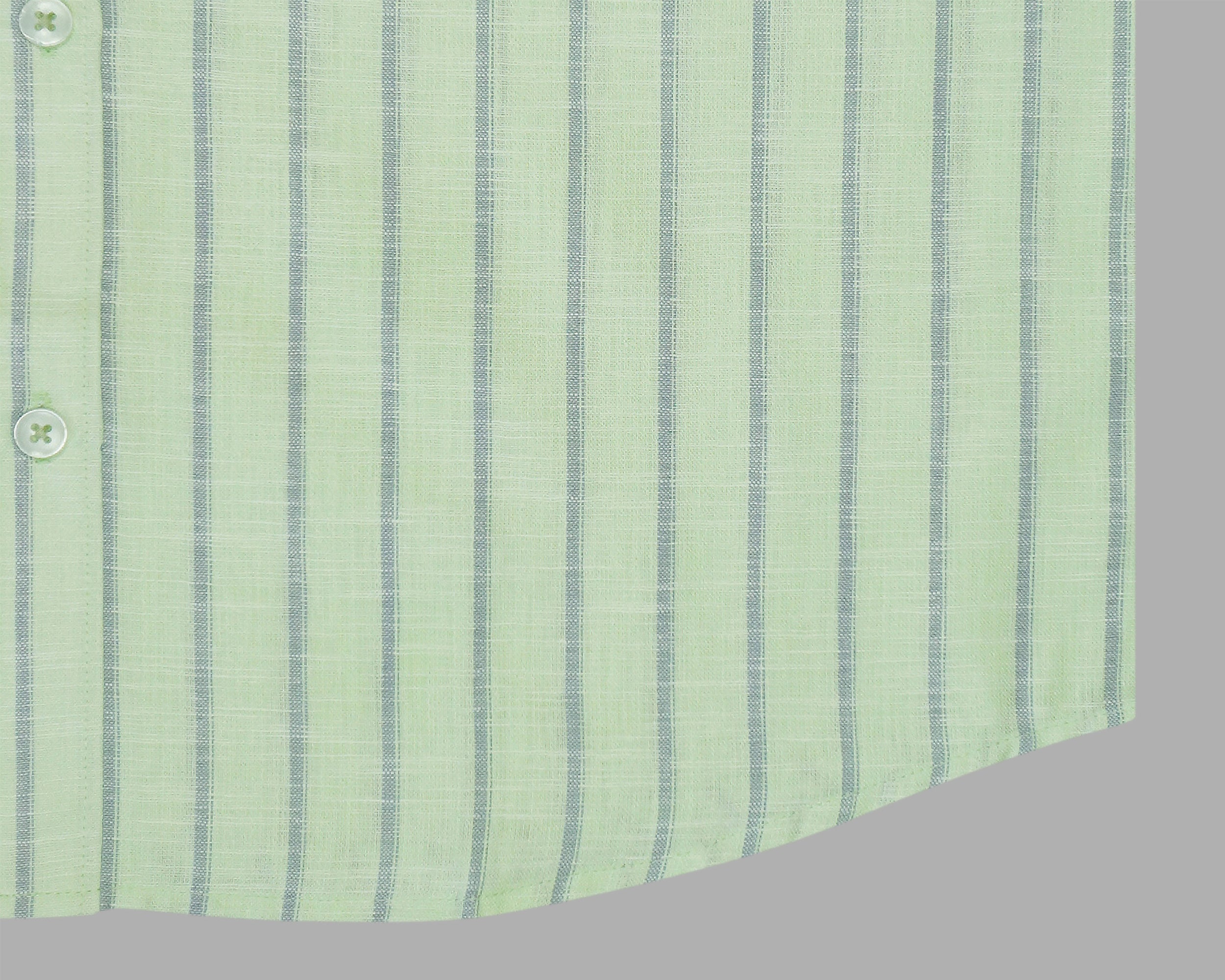 Men's Cotton Linen Striped Half Sleeves Shirt (Green)