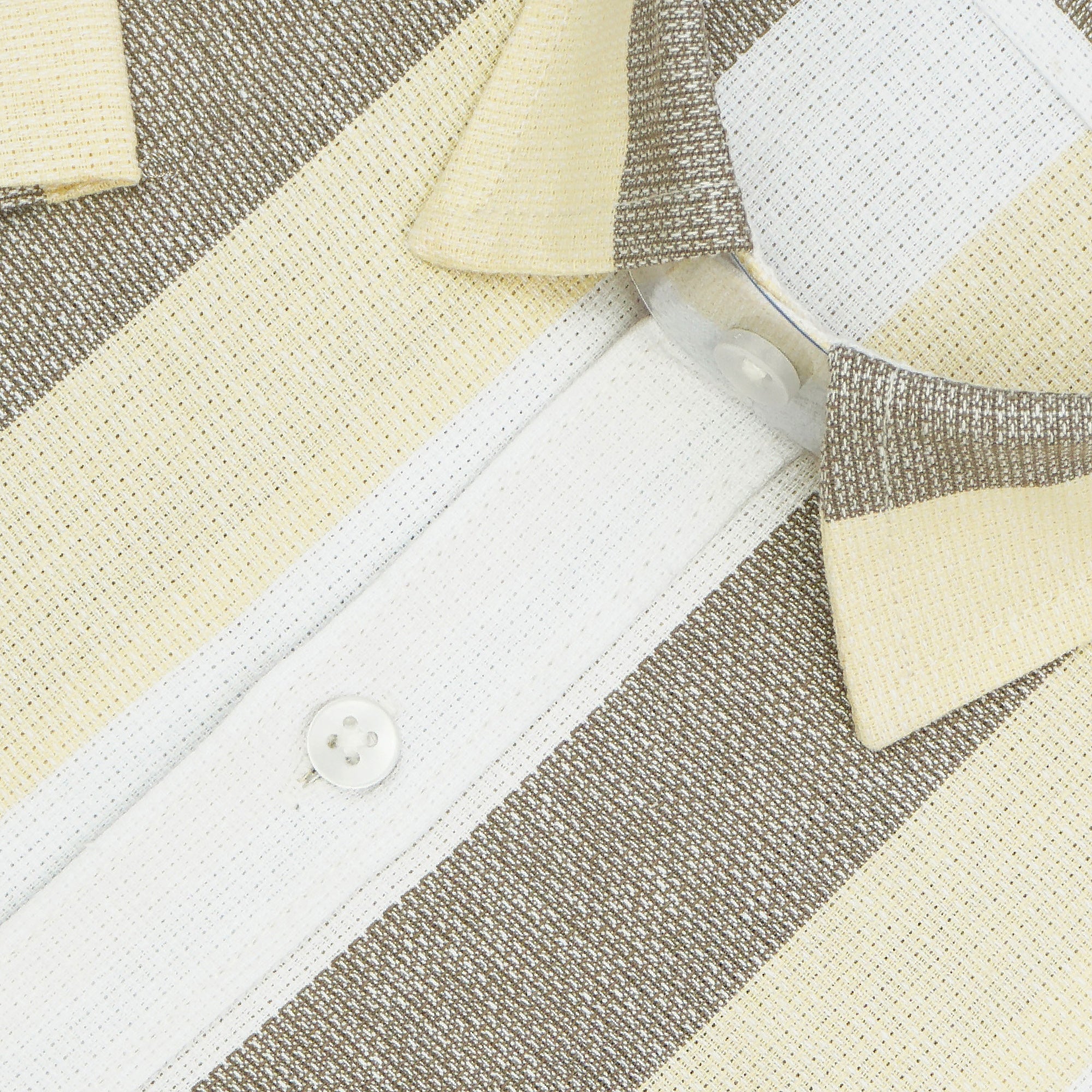 Men's 100% Cotton Striped Half Sleeves Shirt (Beige)