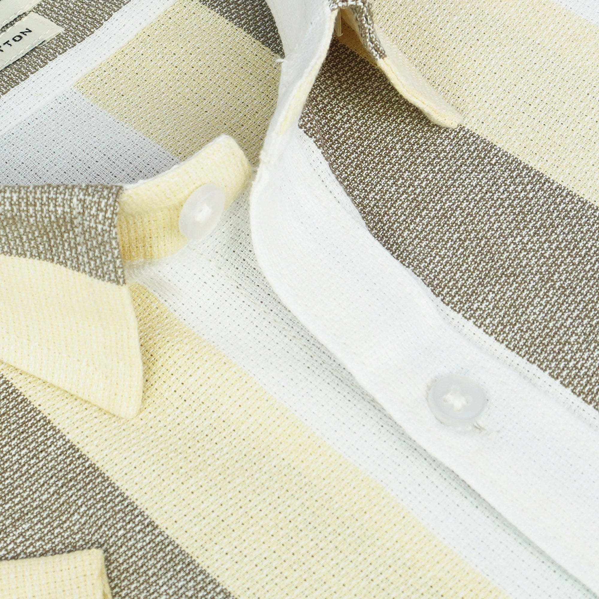 Men's 100% Cotton Striped Half Sleeves Shirt (Beige)