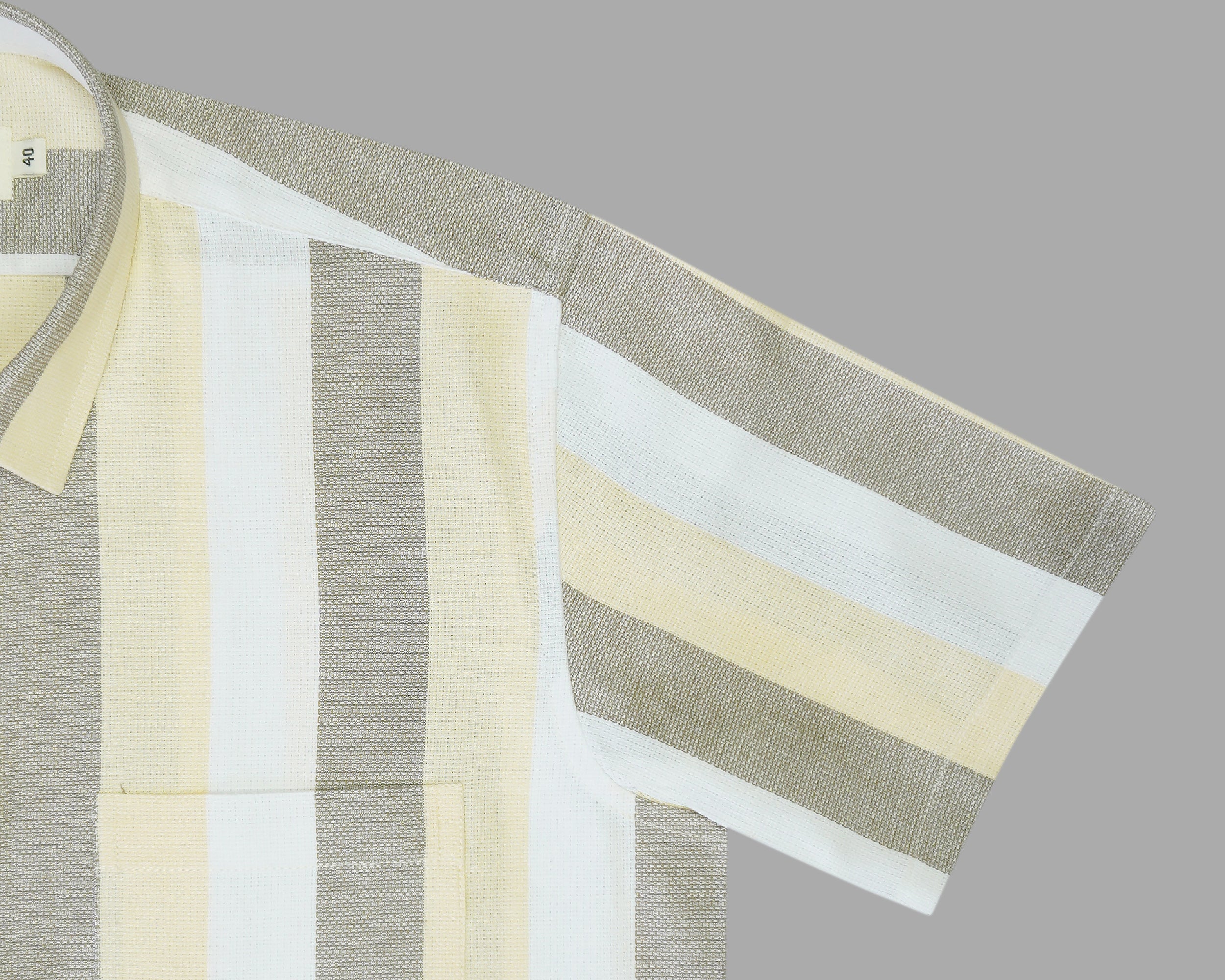 Men's 100% Cotton Striped Half Sleeves Shirt (Beige)