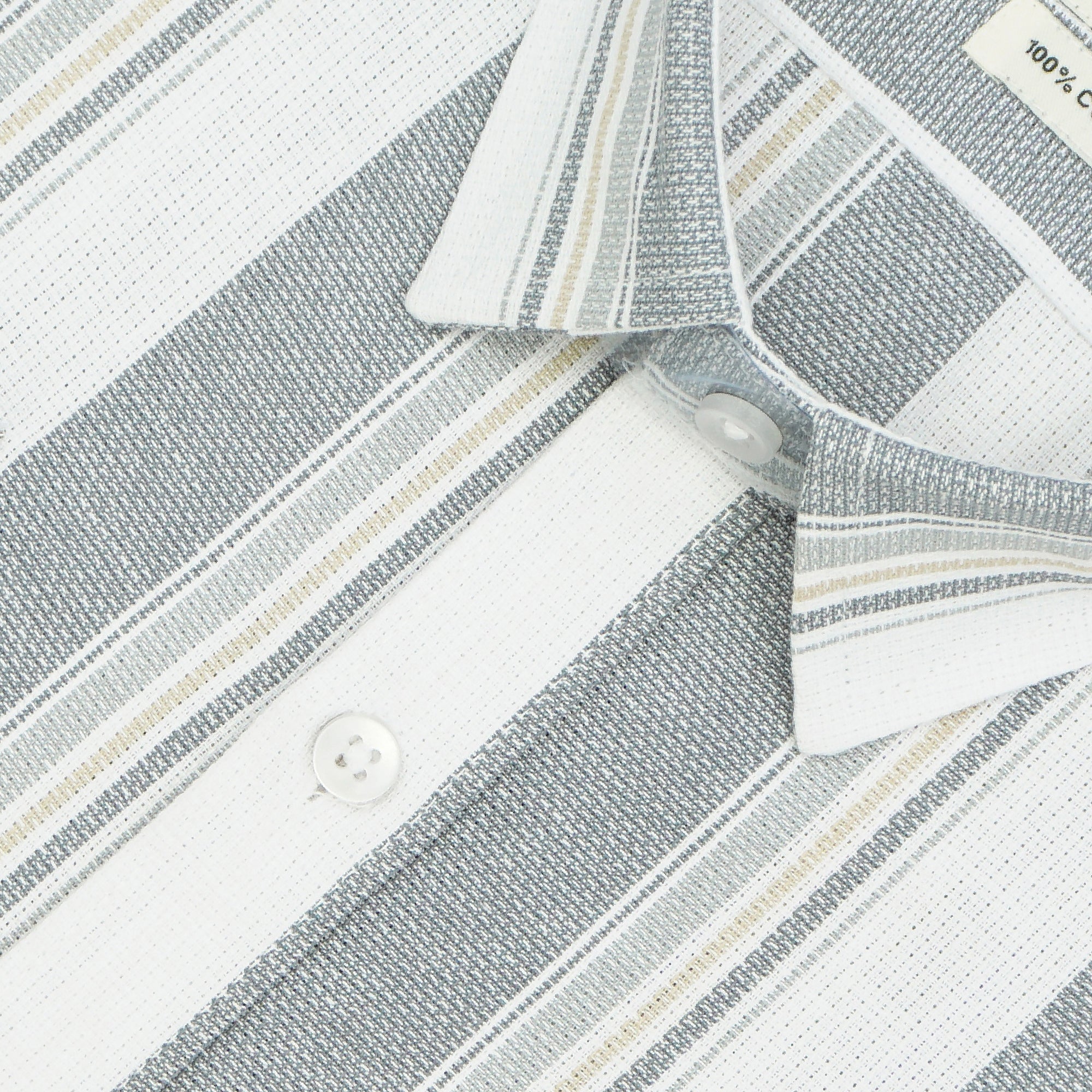 Men's 100% Cotton Striped Half Sleeves Shirt (Grey)