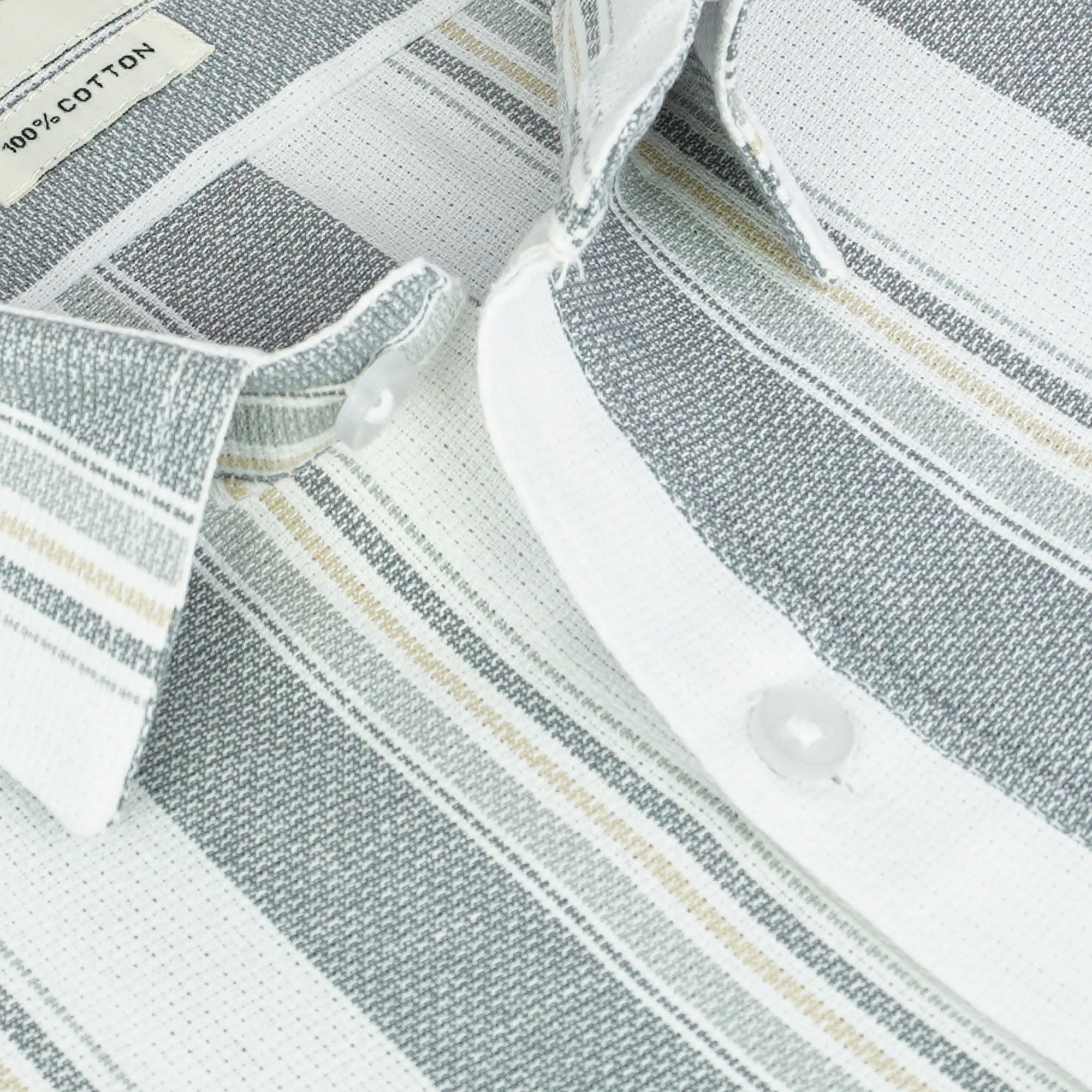 Men's 100% Cotton Striped Half Sleeves Shirt (Grey)
