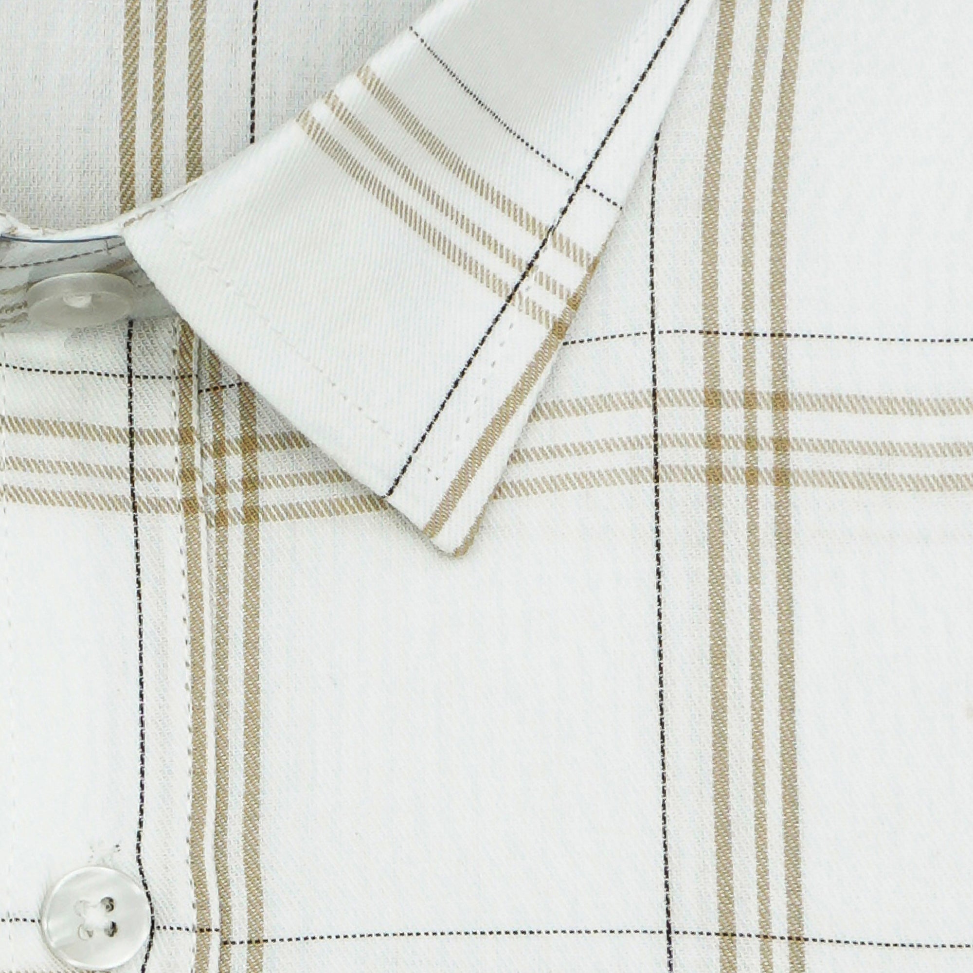 Men's 100% Cotton Checkered Half Sleeves Shirt (White)