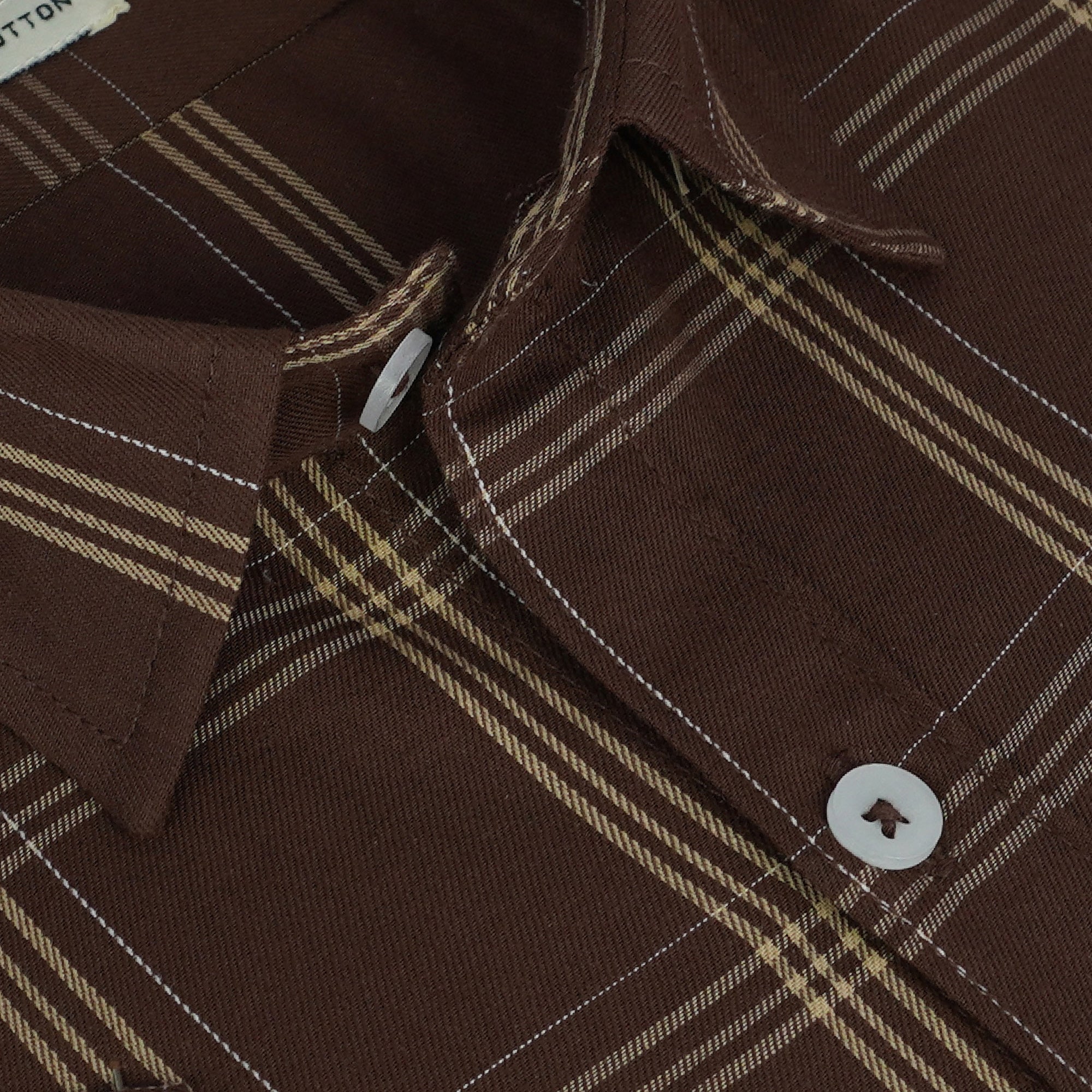 Men's 100% Cotton Checkered Half Sleeves Shirt (Brown)