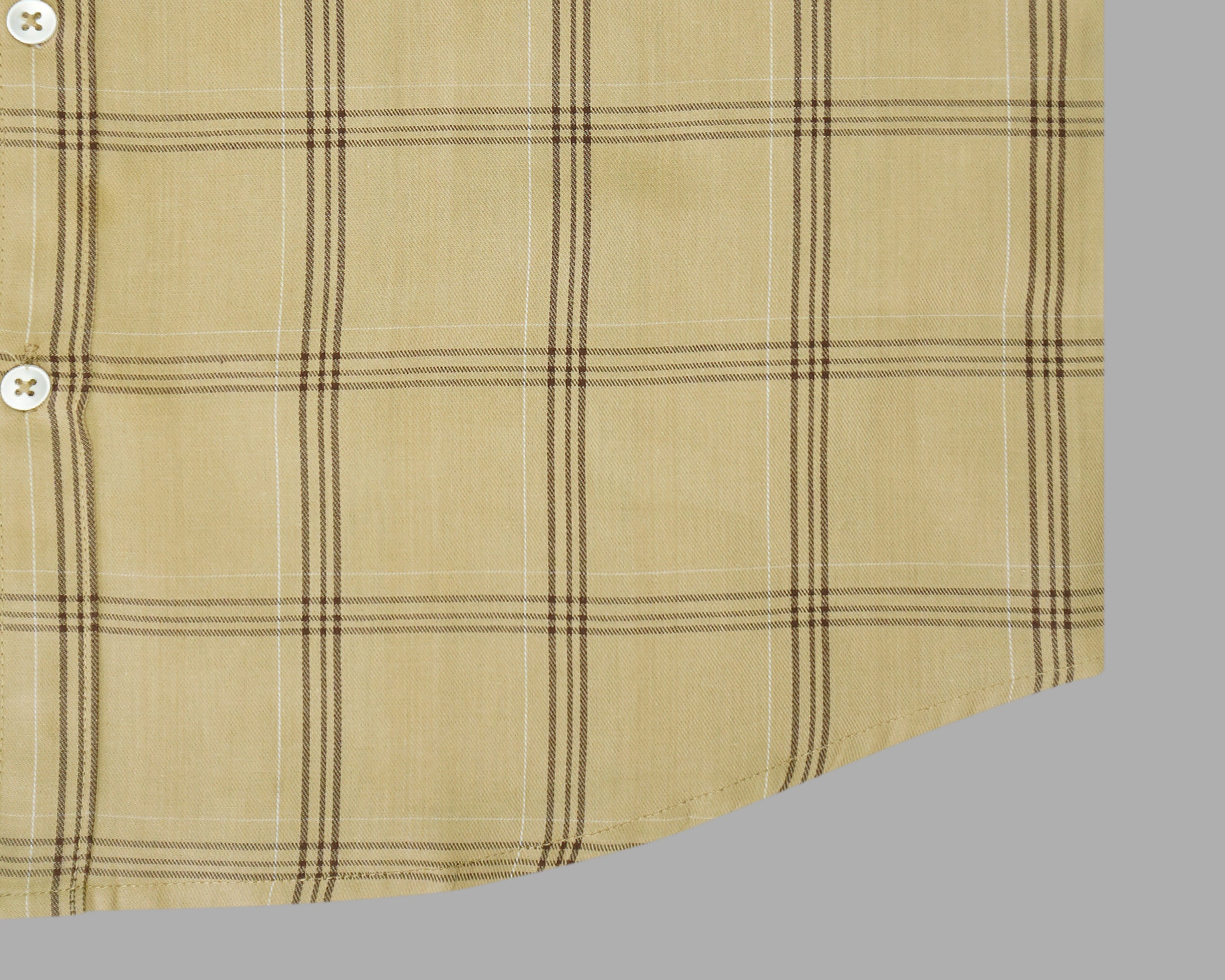 Men's 100% Cotton Checkered Half Sleeves Shirt (Beige)