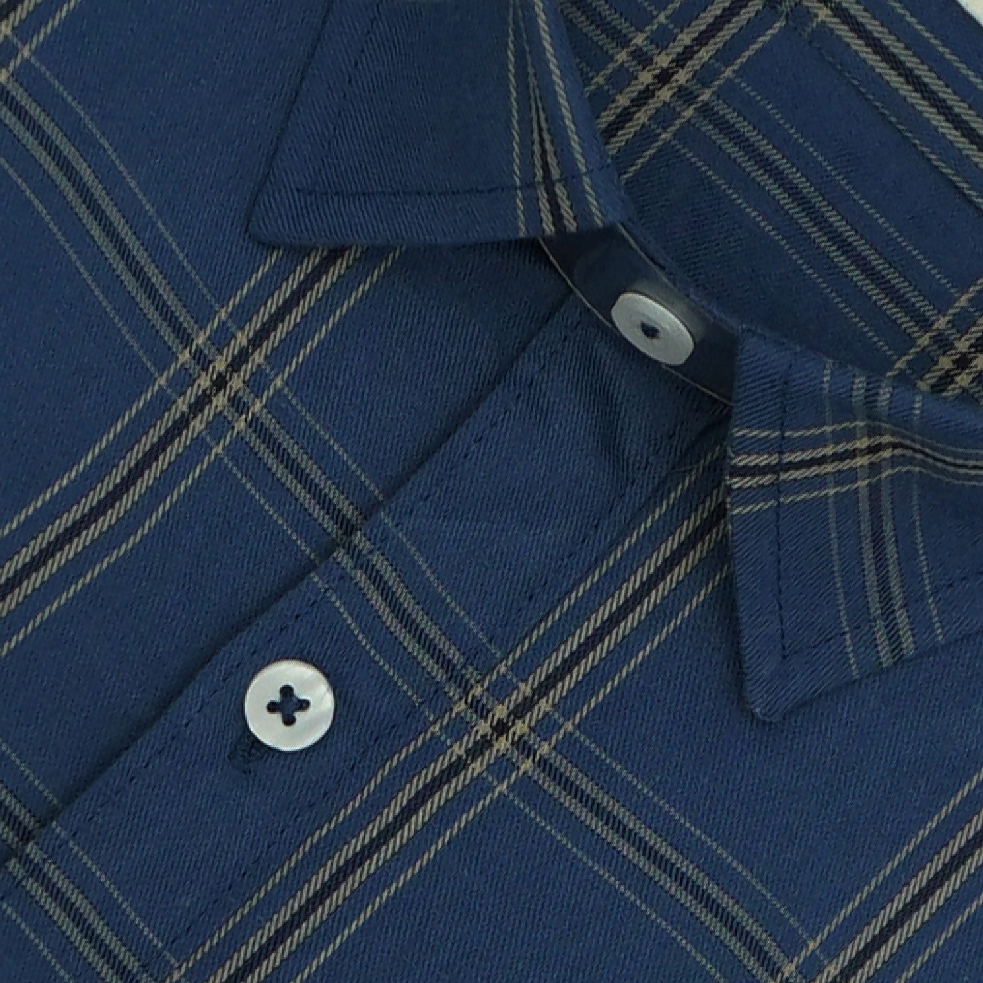 Men's 100% Cotton Checkered Half Sleeves Shirt (Blue)