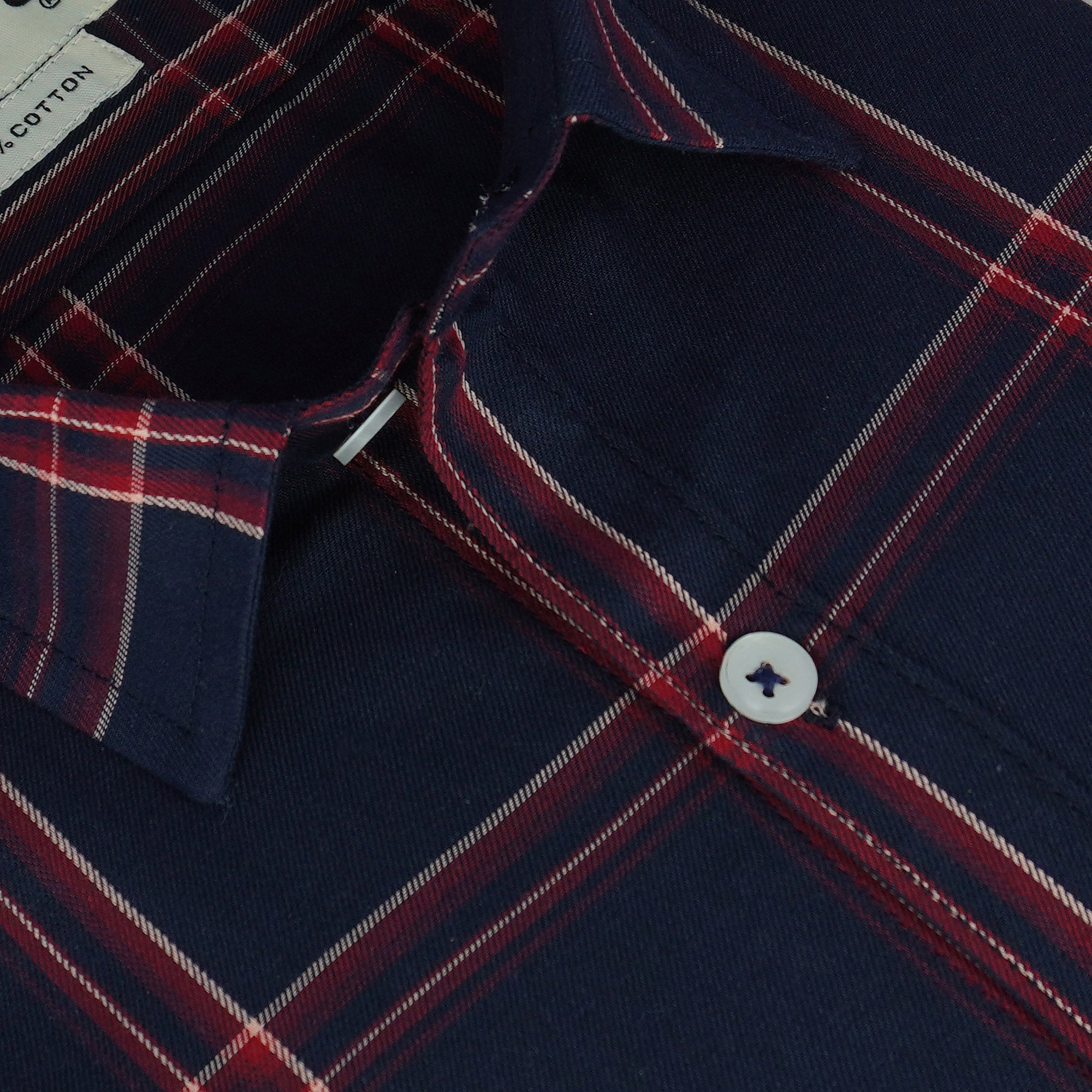 Men's 100% Cotton Checkered Half Sleeves Shirt (Blue)