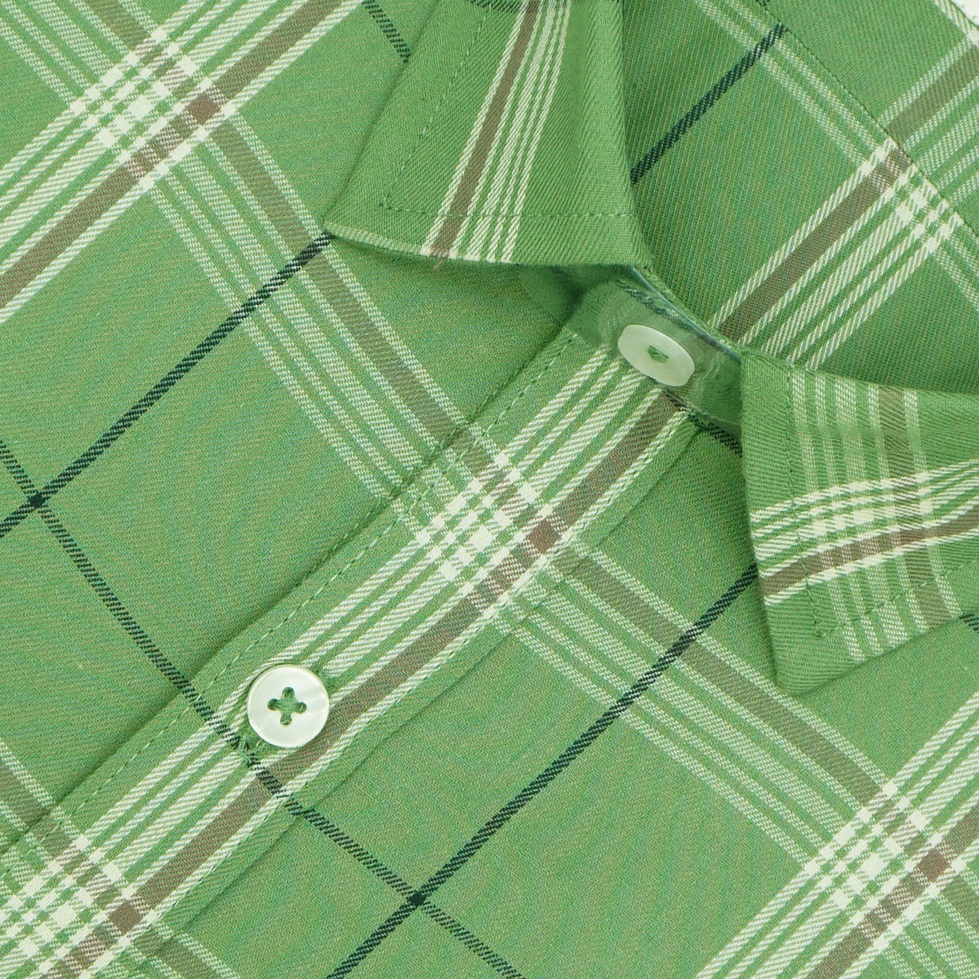 Men's 100% Cotton Checkered Half Sleeves Shirt (Green)