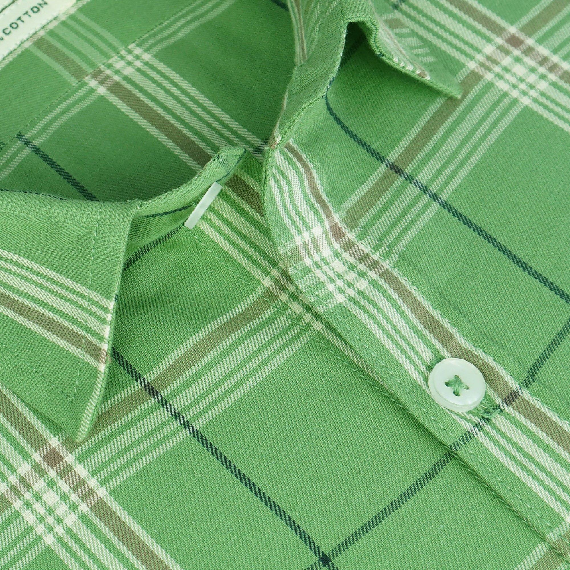 Men's 100% Cotton Checkered Half Sleeves Shirt (Green)