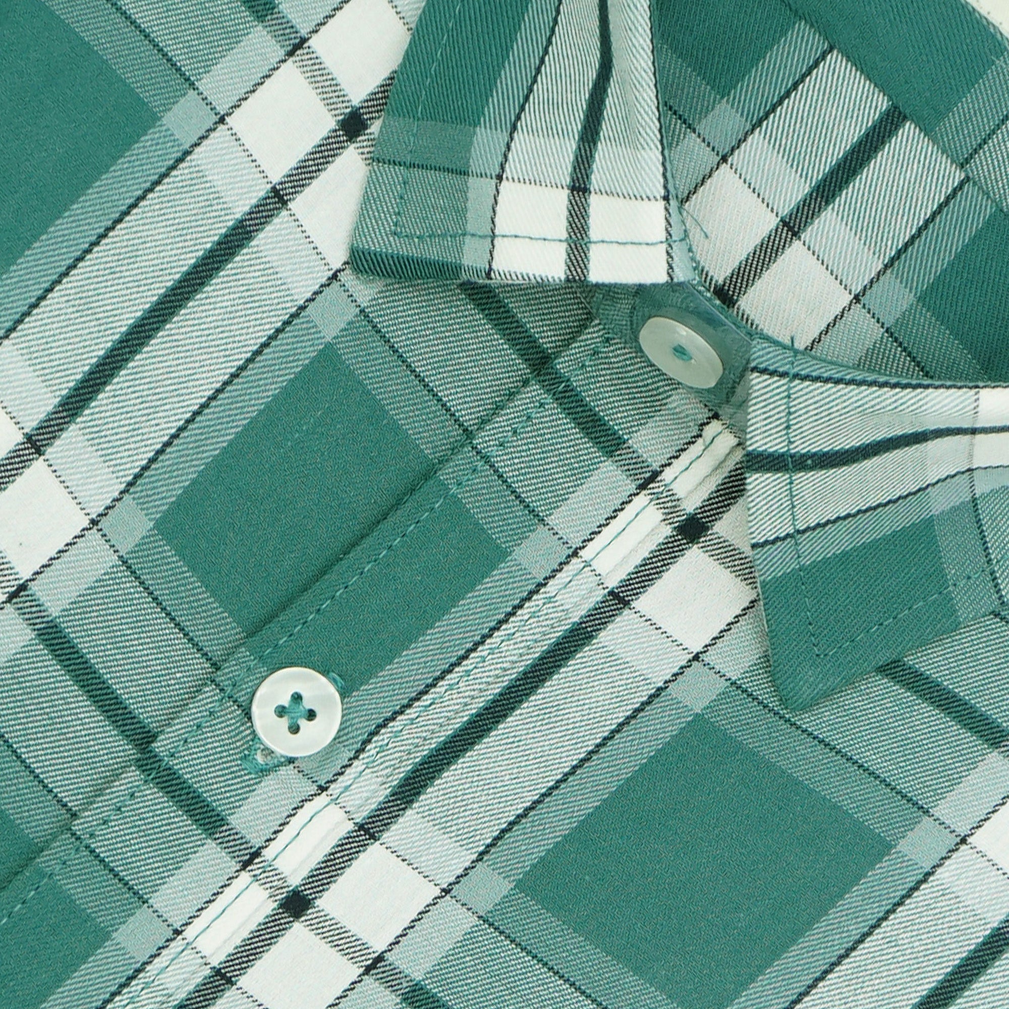 Men's 100% Cotton Checkered Half Sleeves Shirt (Green)