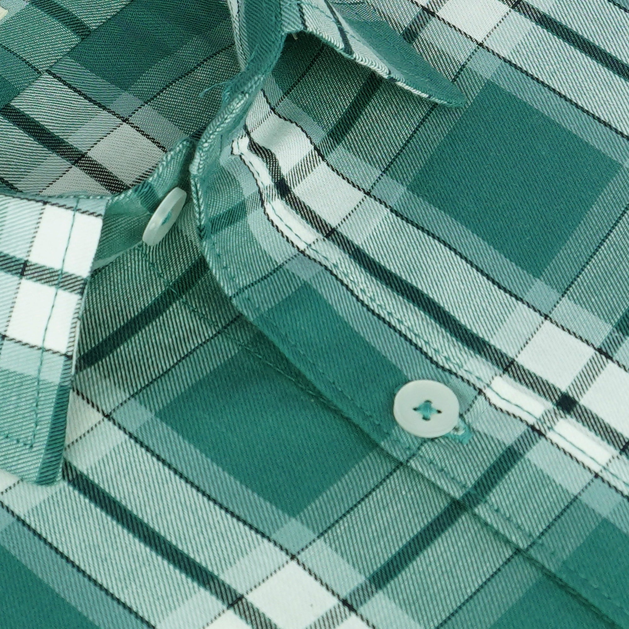 Men's 100% Cotton Checkered Half Sleeves Shirt (Green)