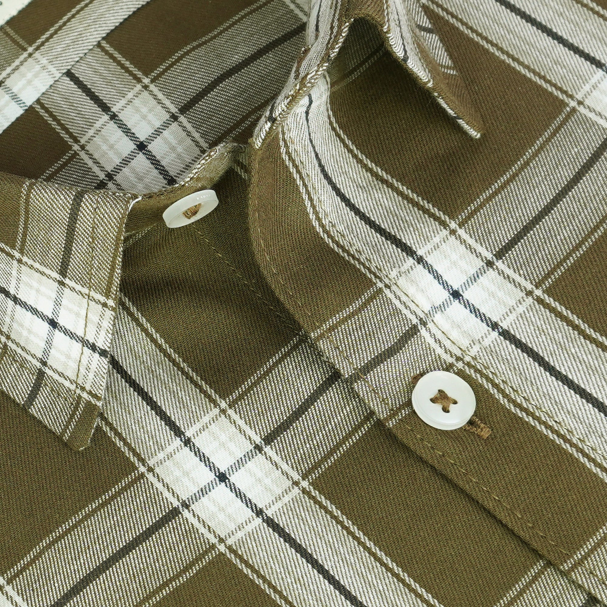 Men's 100% Cotton Checkered Half Sleeves Shirt (Khaki)