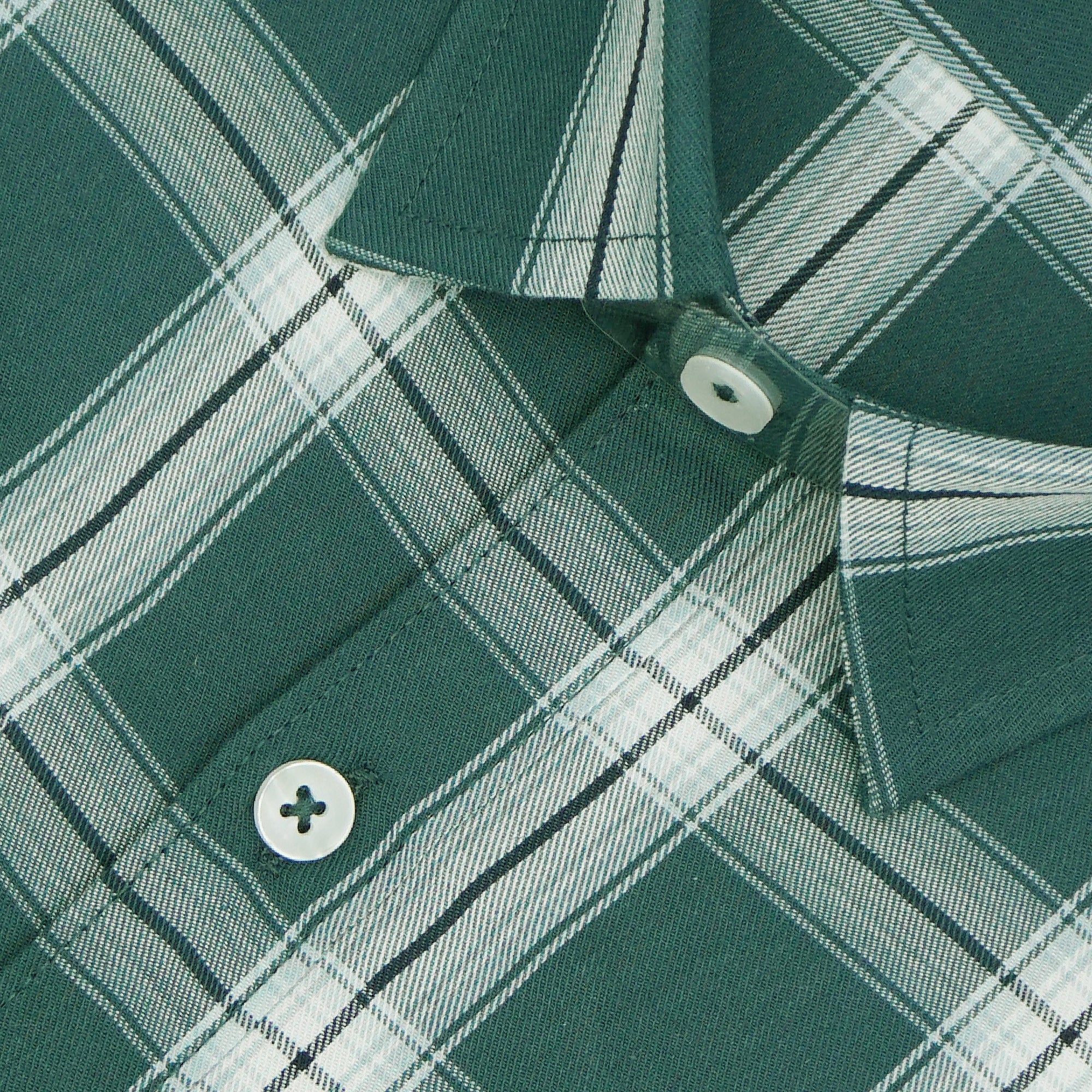 Men's 100% Cotton Checkered Half Sleeves Shirt (Green)