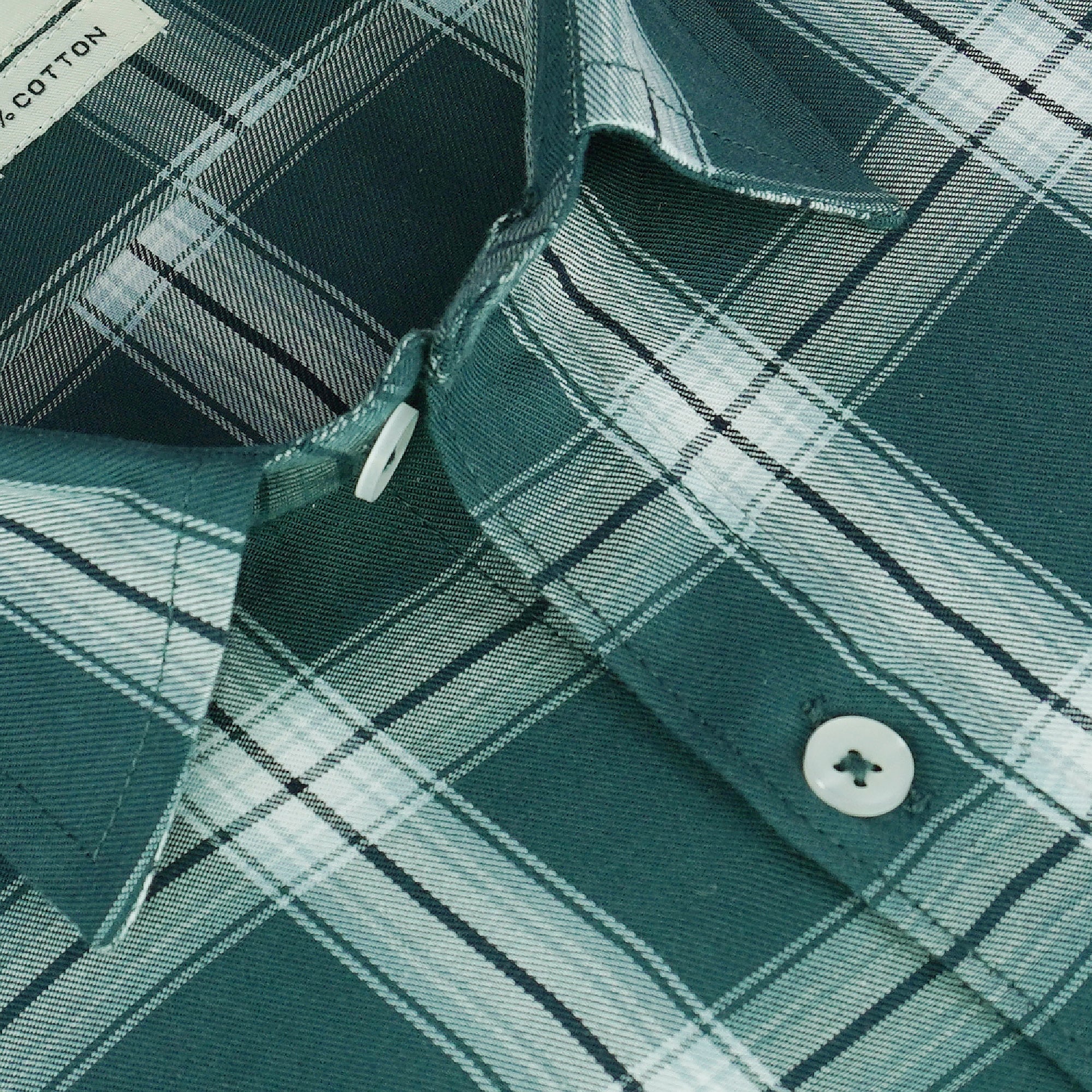 Men's 100% Cotton Checkered Half Sleeves Shirt (Green)