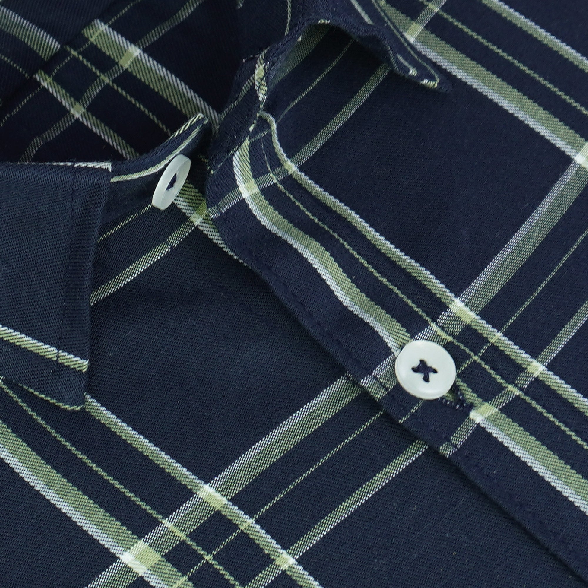 Men's 100% Cotton Checkered Half Sleeves Shirt (Blue)