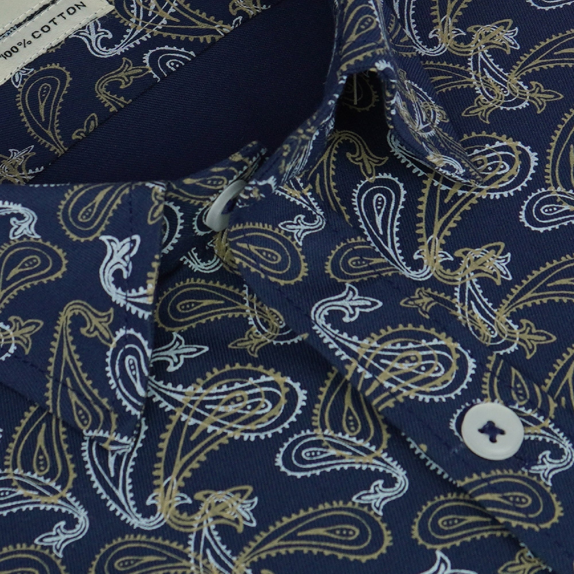 Men's 100% Cotton Printed Half Sleeves Shirt (Blue)