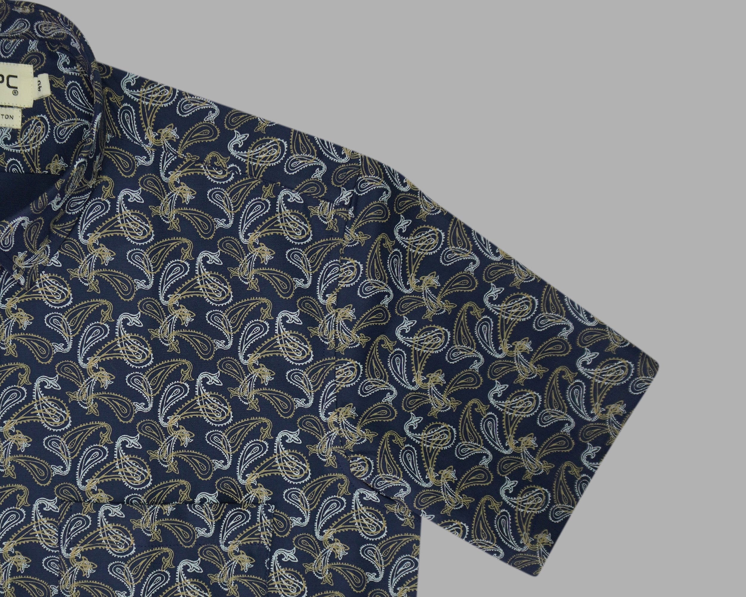 Men's 100% Cotton Printed Half Sleeves Shirt (Blue)