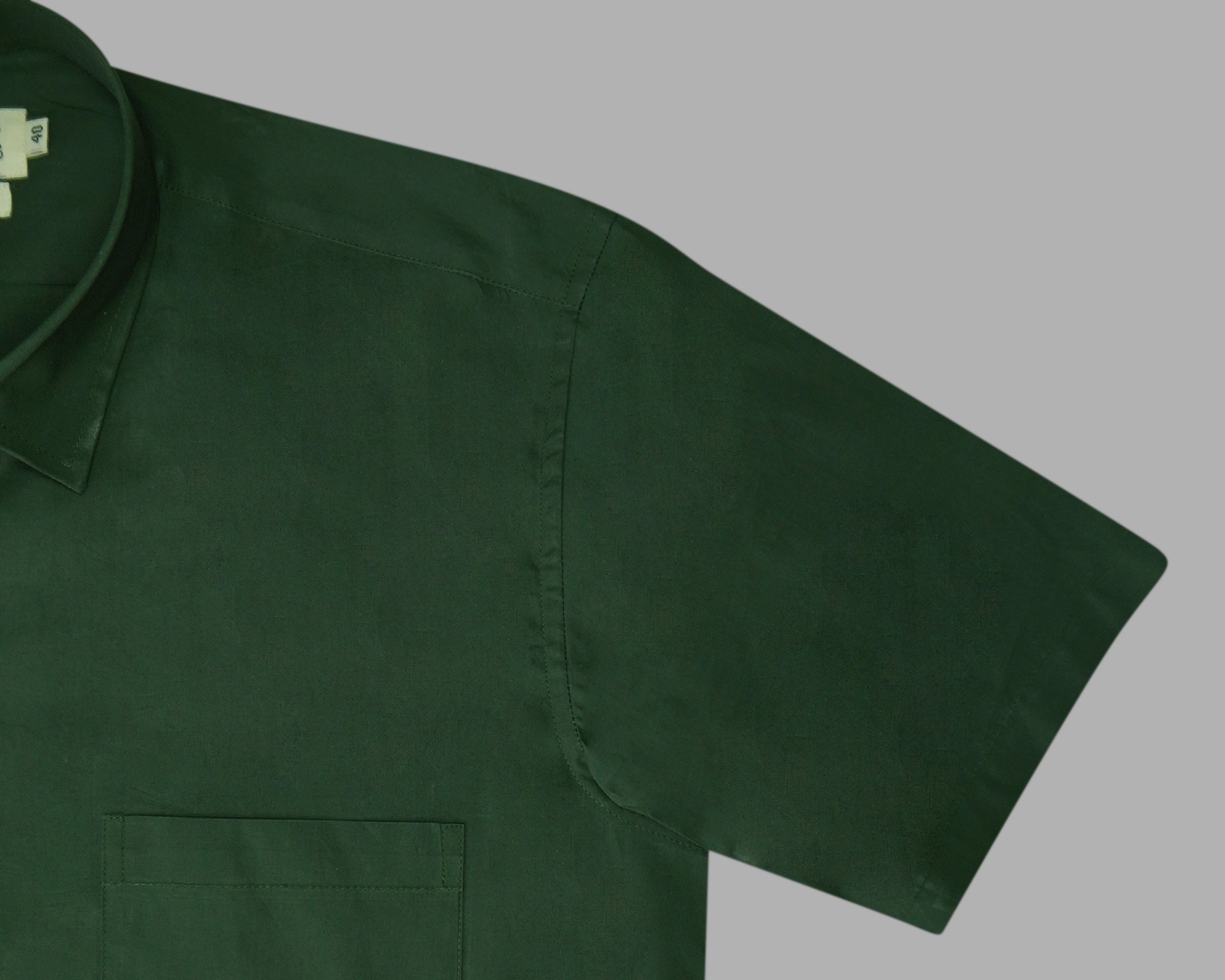 Men's 100% Cotton Plain Solid Half Sleeves Shirt (Bottle Green)