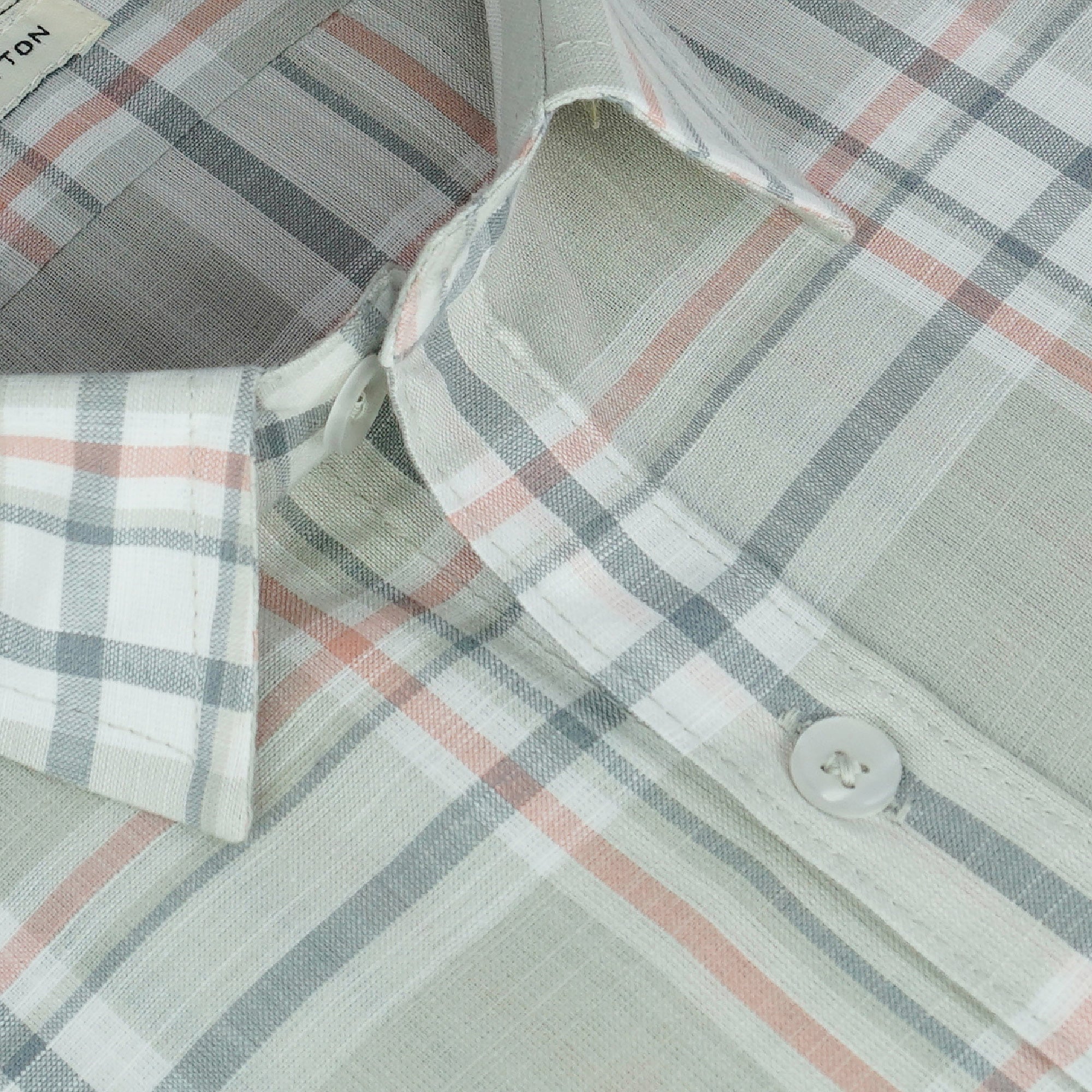 Men's 100% Cotton Checkered Half Sleeves Shirt (Grey)