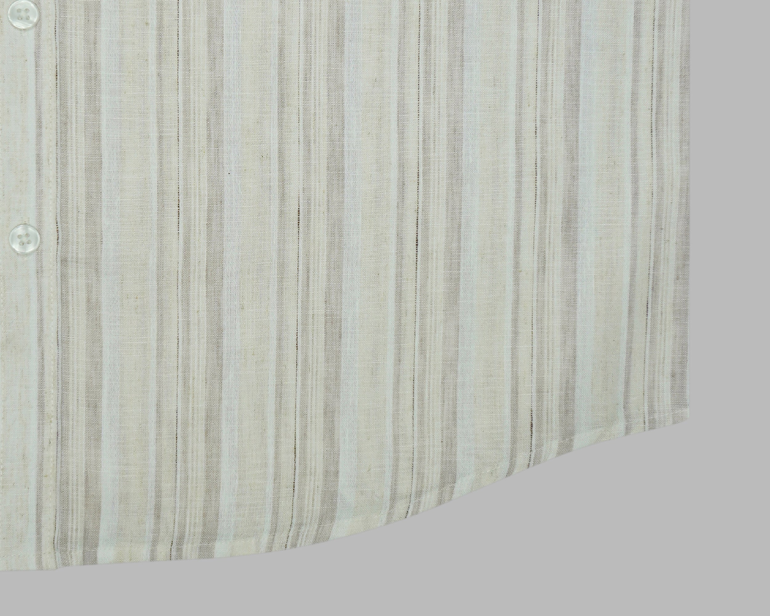 Men's Cotton Linen Striped Half Sleeves Shirt (Brown)