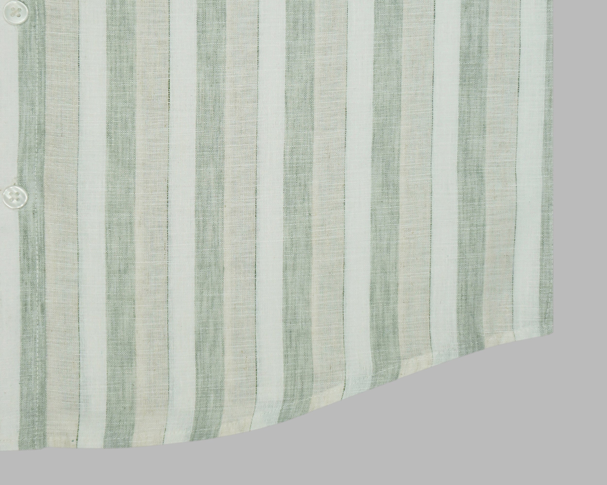 Men's Cotton Linen Striped Half Sleeves Shirt (Green)