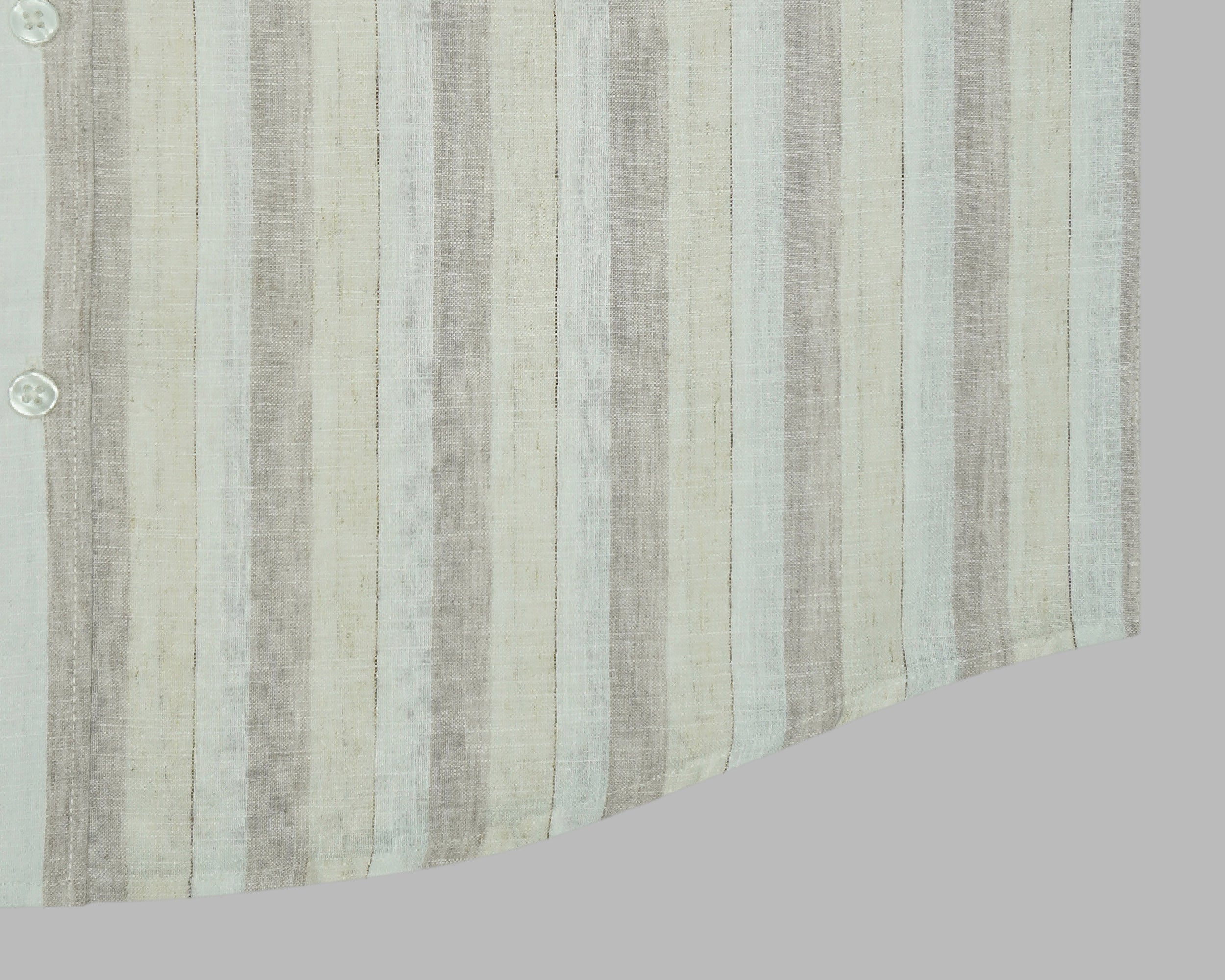 Men's Cotton Linen Striped Half Sleeves Shirt (Brown)