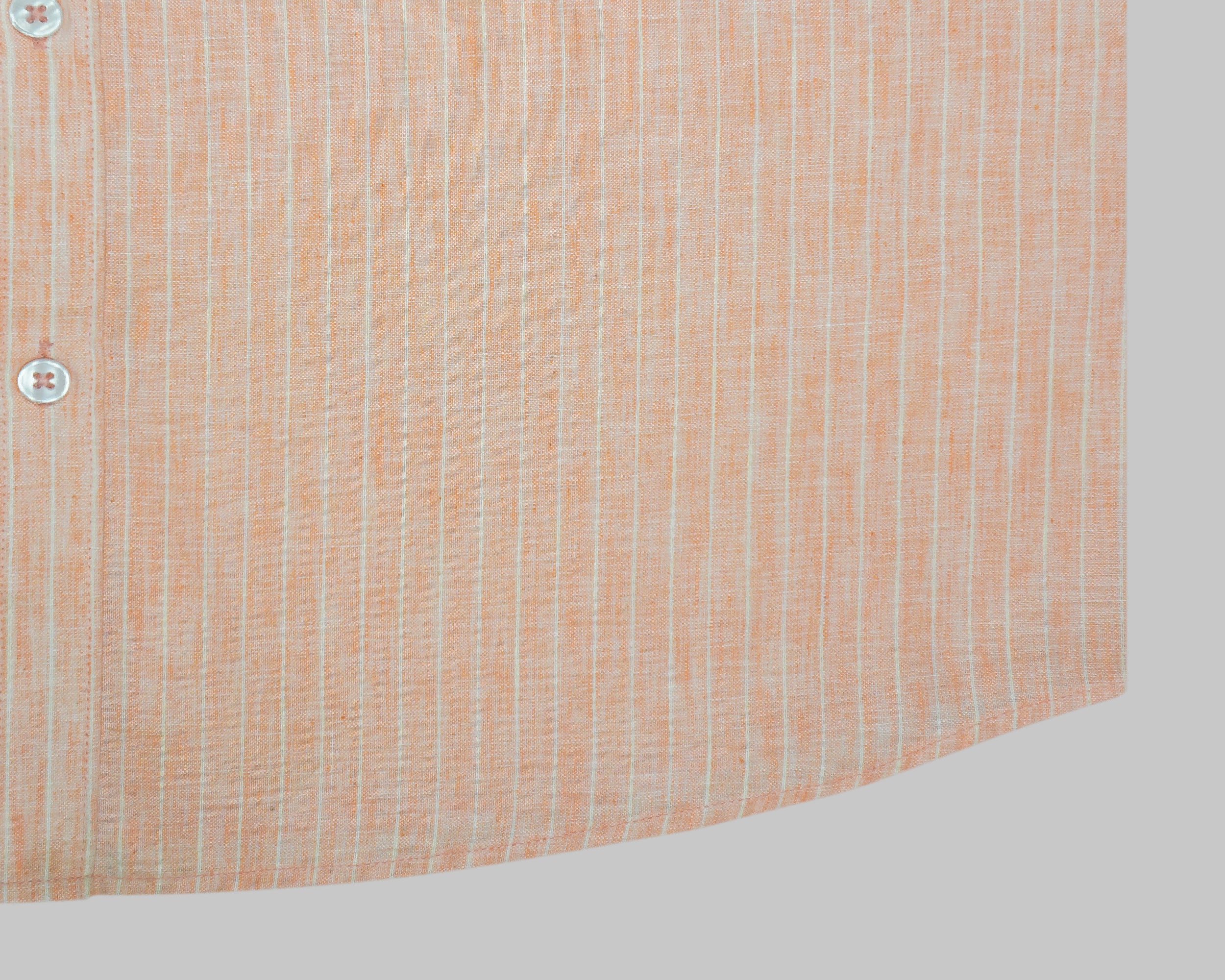 Men's Cotton Linen Striped Half Sleeves Shirt (Orange)