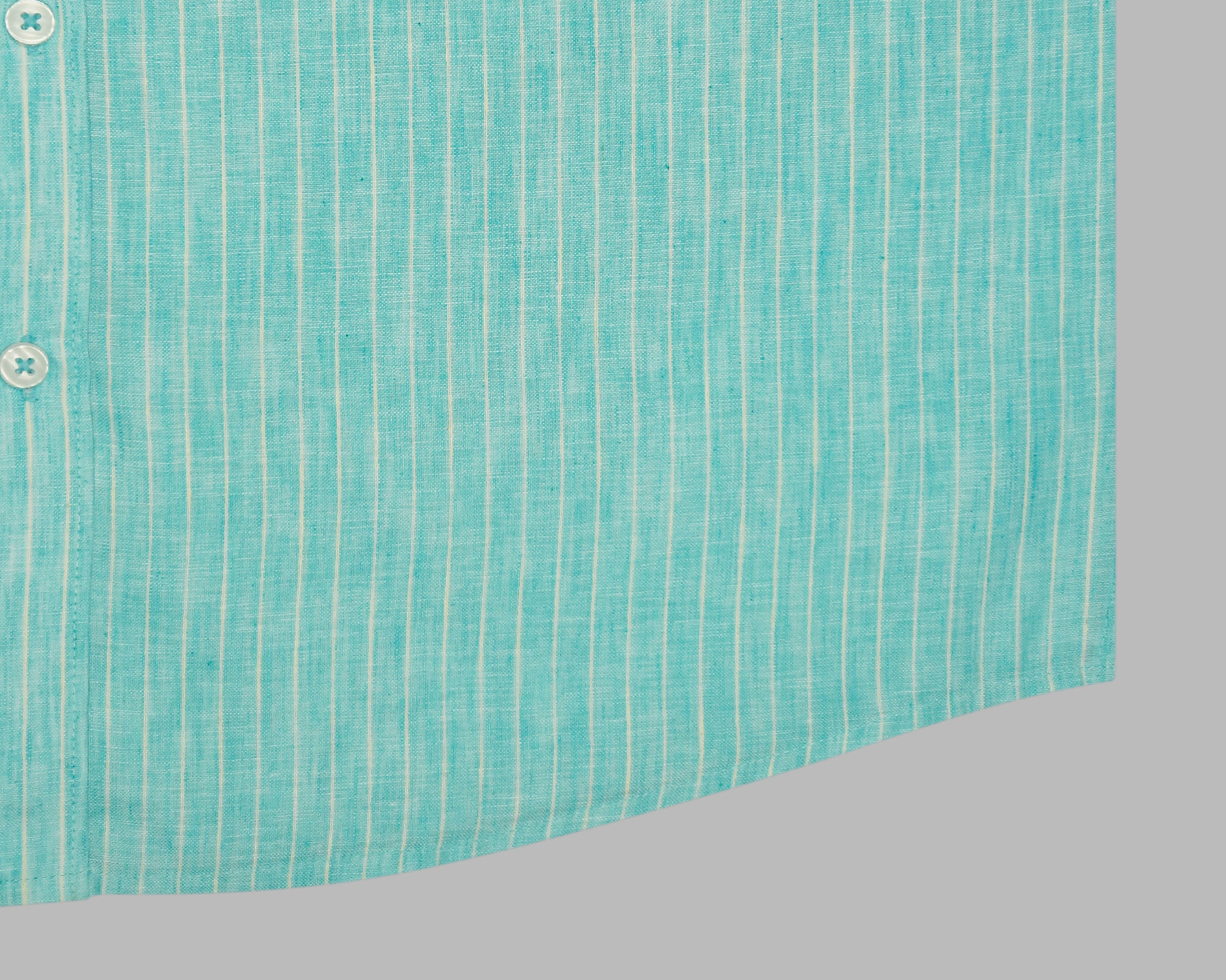 Men's Cotton Linen Striped Half Sleeves Shirt (Blue)