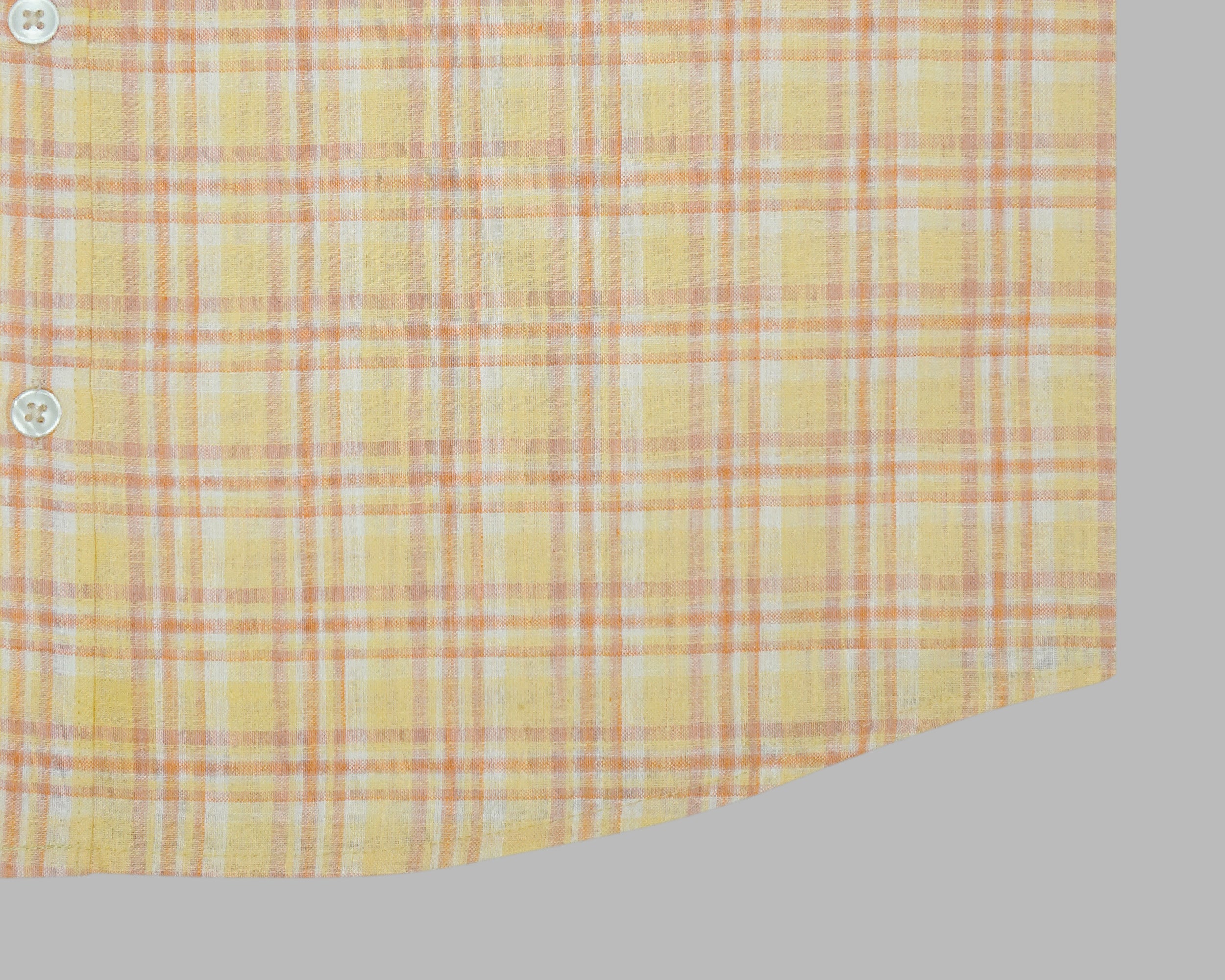 Men's Cotton Linen Checkered Half Sleeves Shirt (Orange)