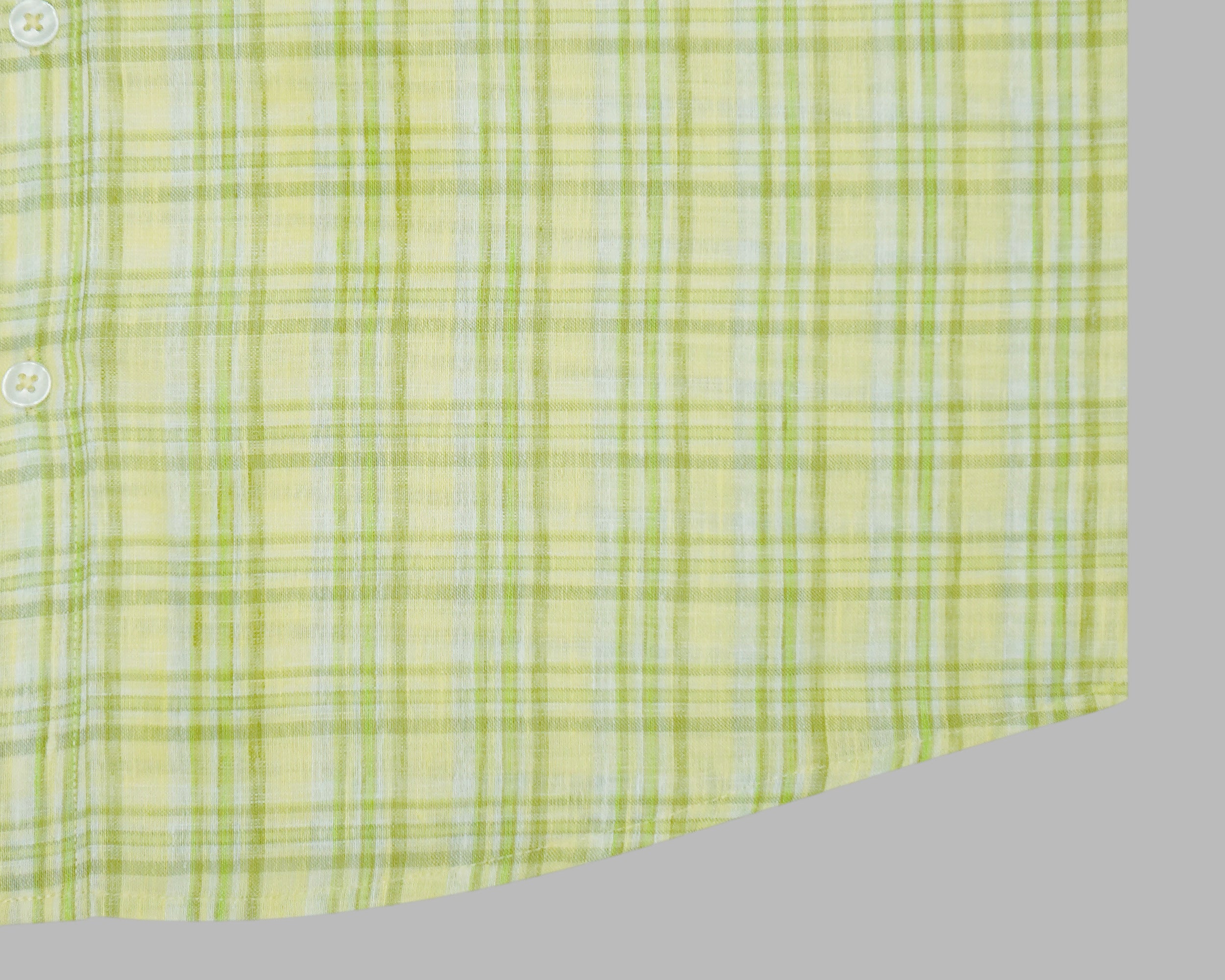 Men's Cotton Linen Checkered Half Sleeves Shirt (Sea Green)