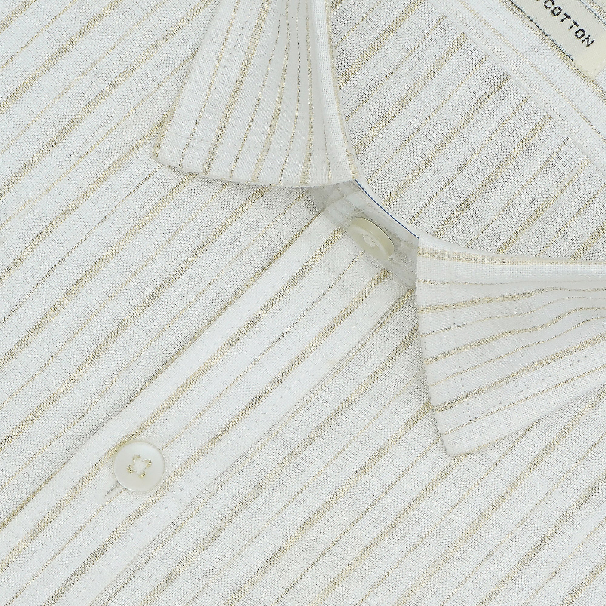 Men's 100% Cotton Striped Half Sleeves Shirt (Khaki)