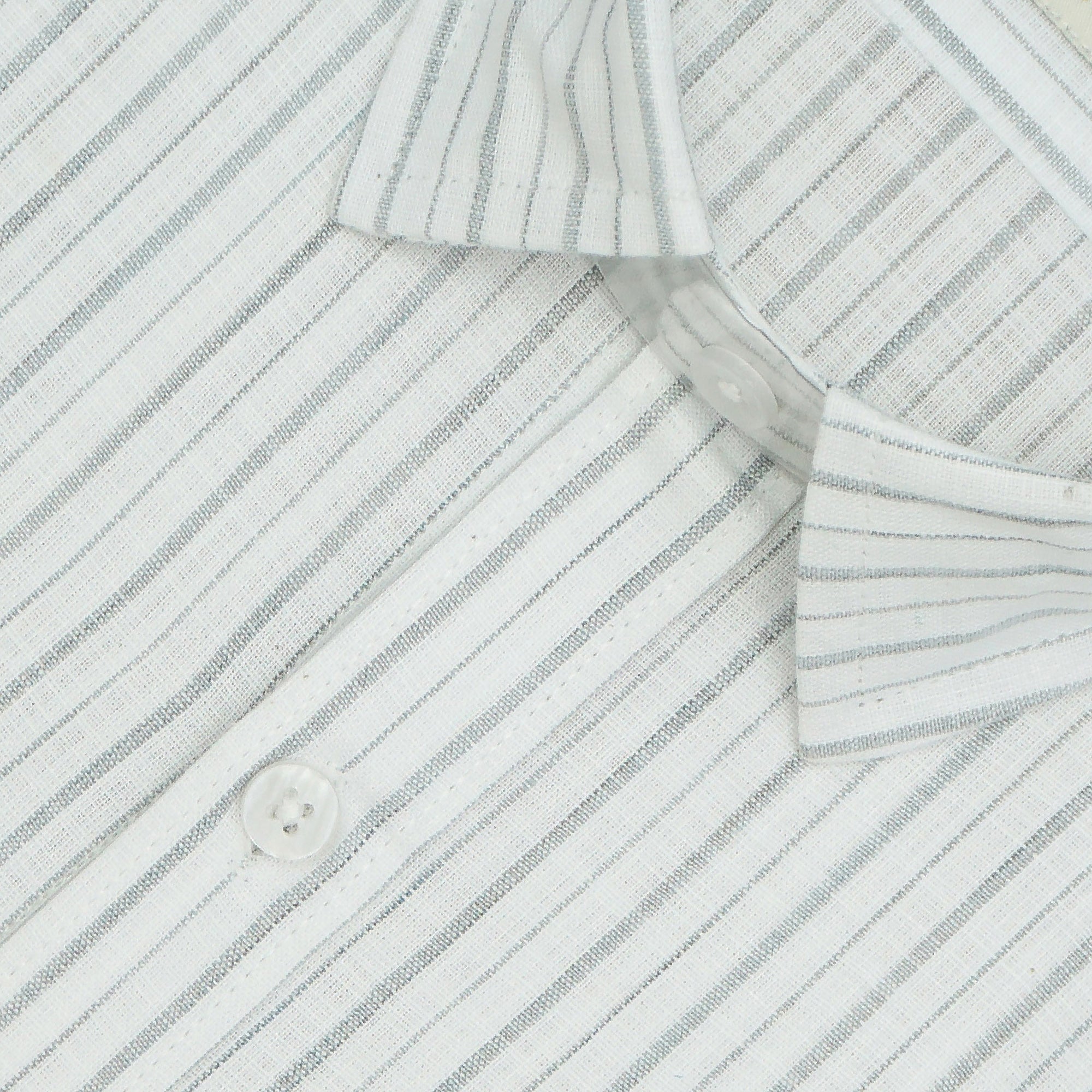 Men's 100% Cotton Striped Half Sleeves Shirt (Grey)