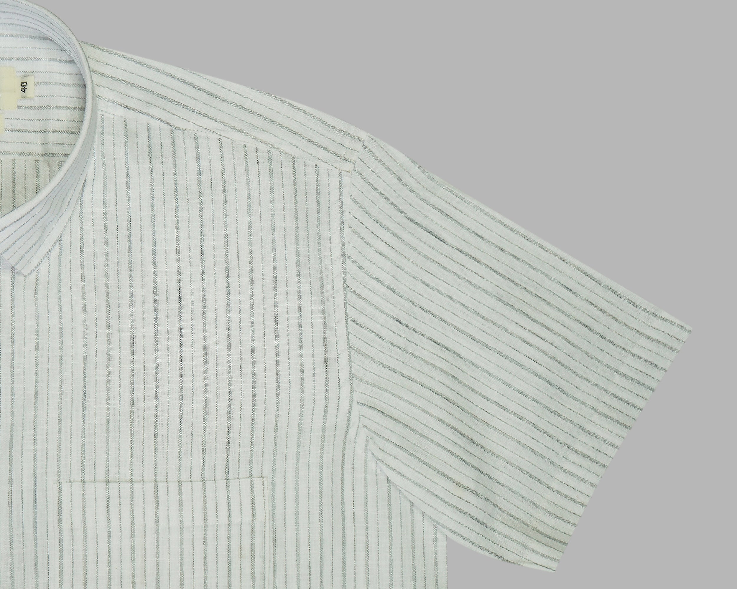 Men's 100% Cotton Striped Half Sleeves Shirt (Grey)