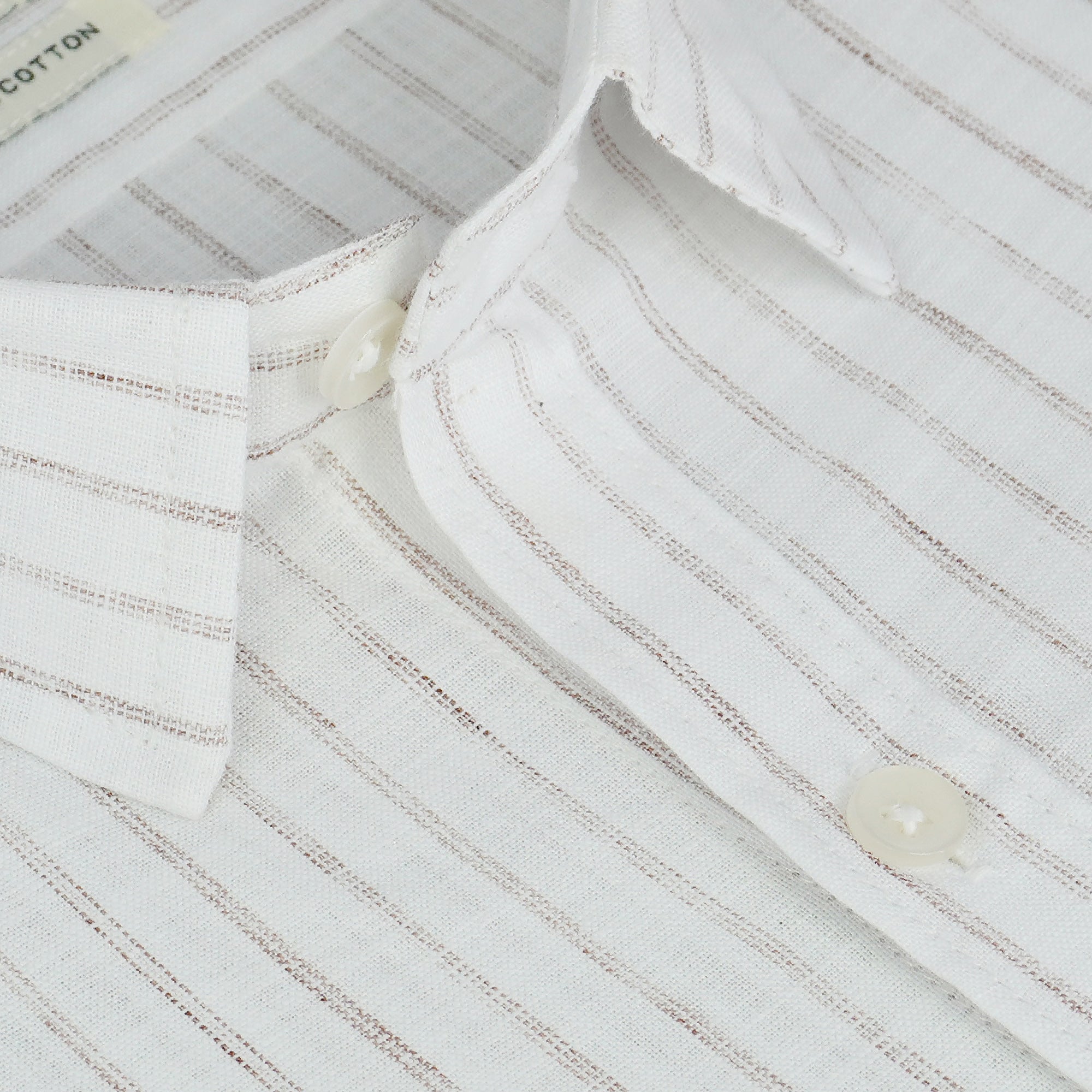 Men's 100% Cotton Striped Half Sleeves Shirt (Brown)