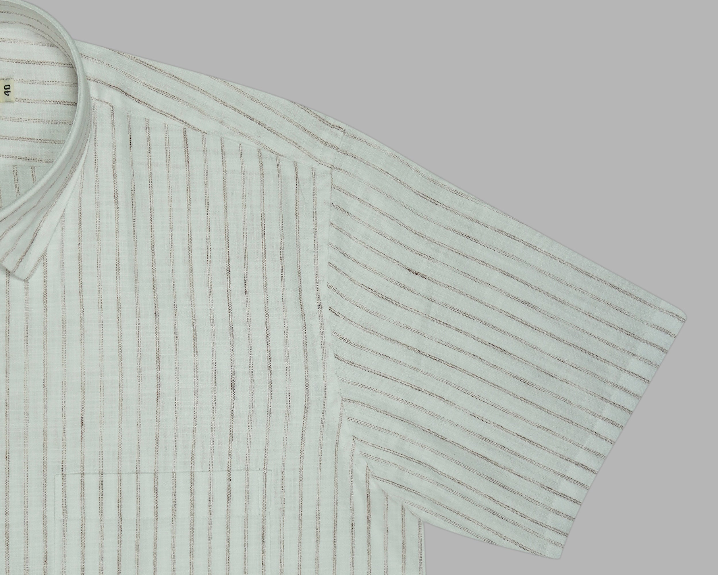 Men's 100% Cotton Striped Half Sleeves Shirt (Brown)