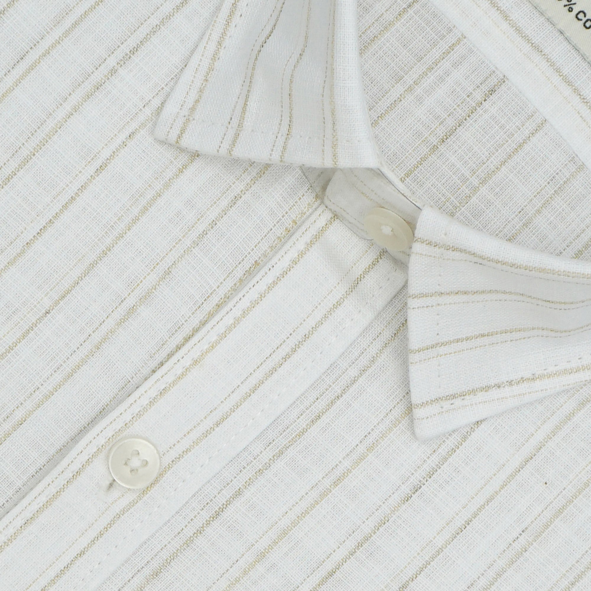 Men's 100% Cotton Striped Half Sleeves Shirt (Khaki)