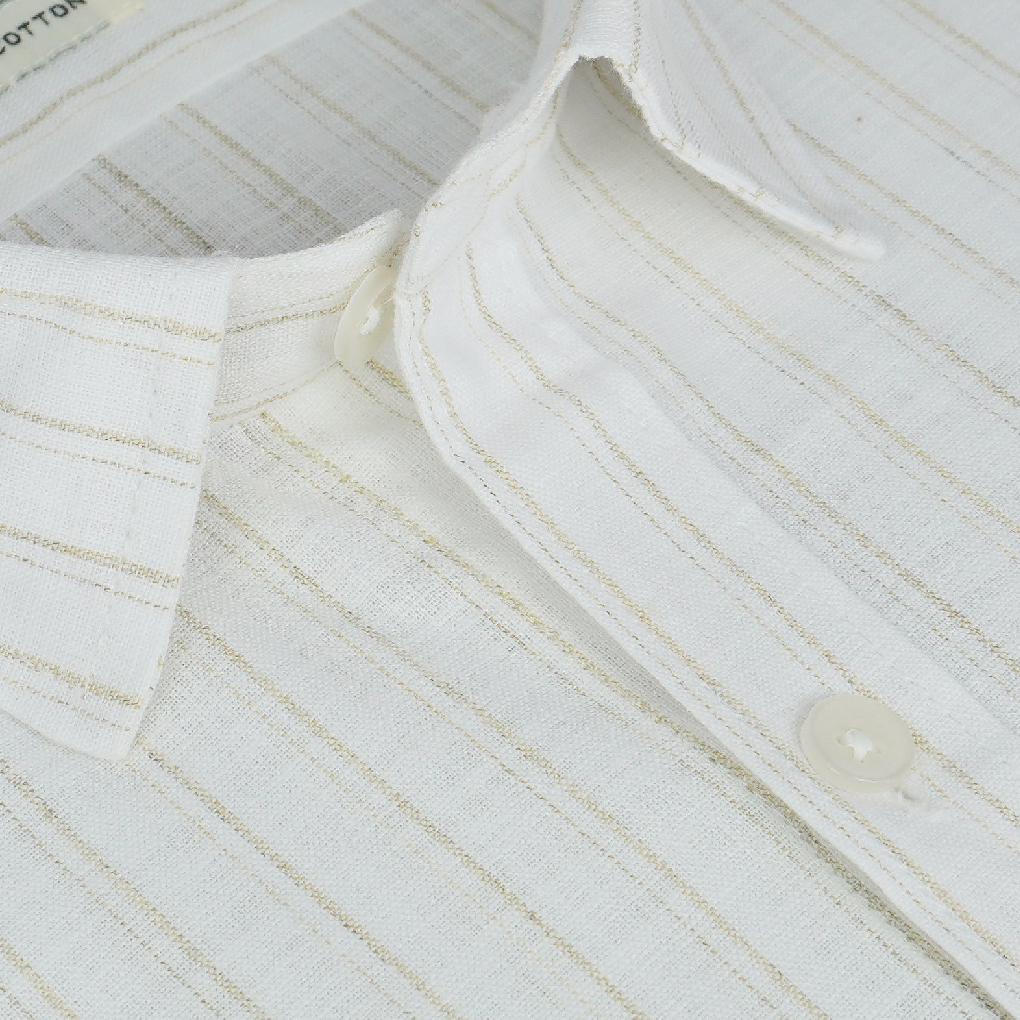 Men's 100% Cotton Striped Half Sleeves Shirt (Khaki)