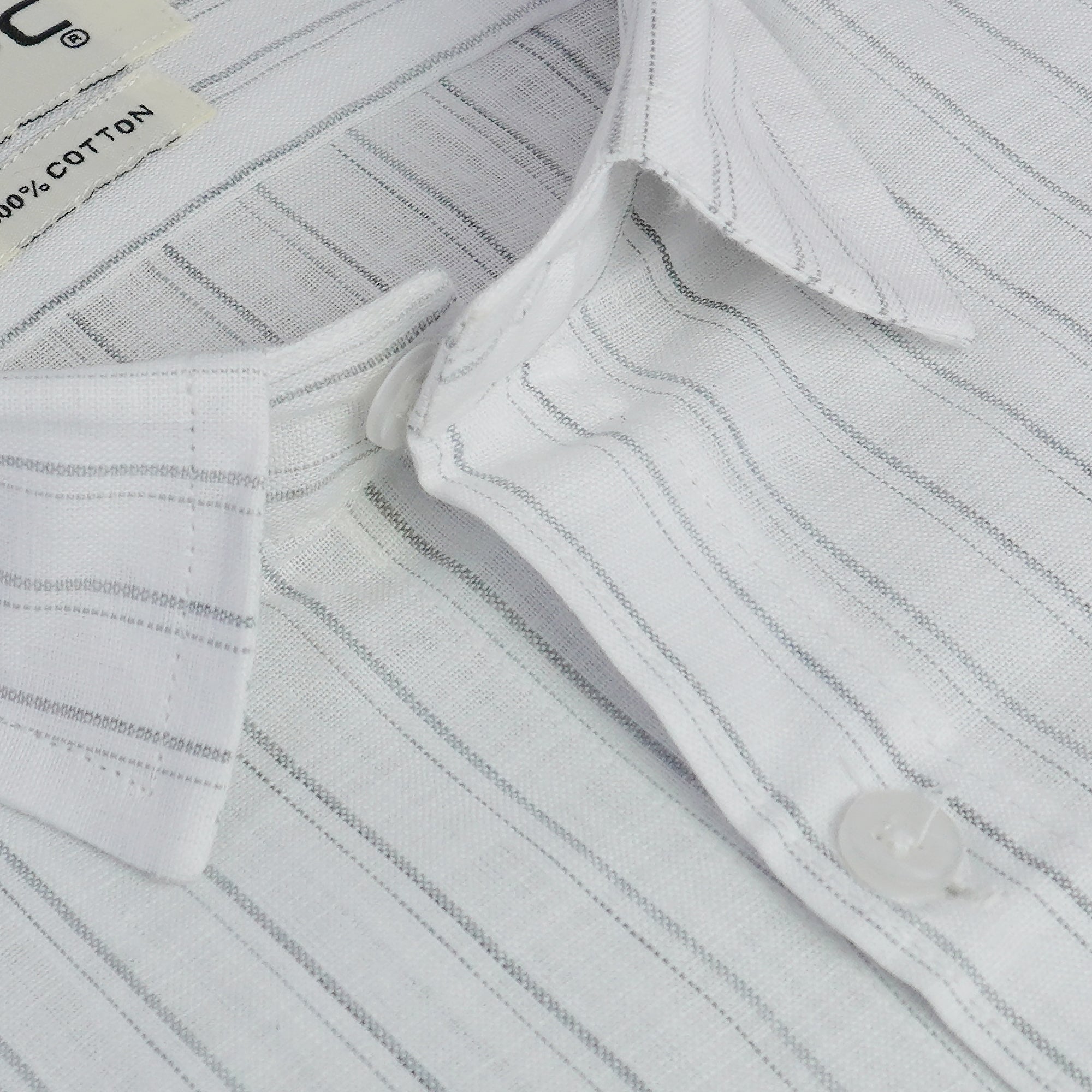 Men's 100% Cotton Striped Half Sleeves Shirt (Grey)