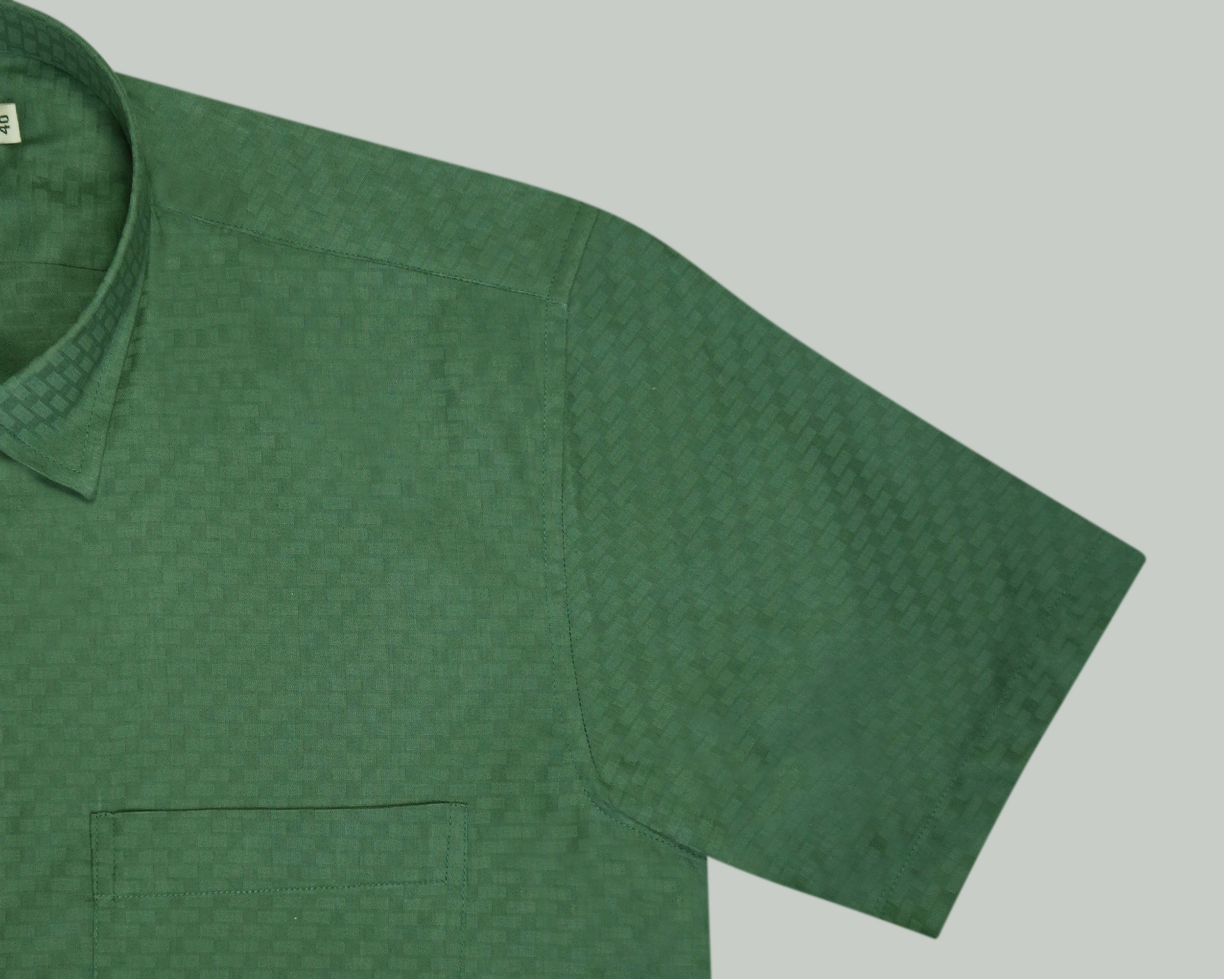 Men's 100% Cotton Self Design Half Sleeves Shirt (Green)
