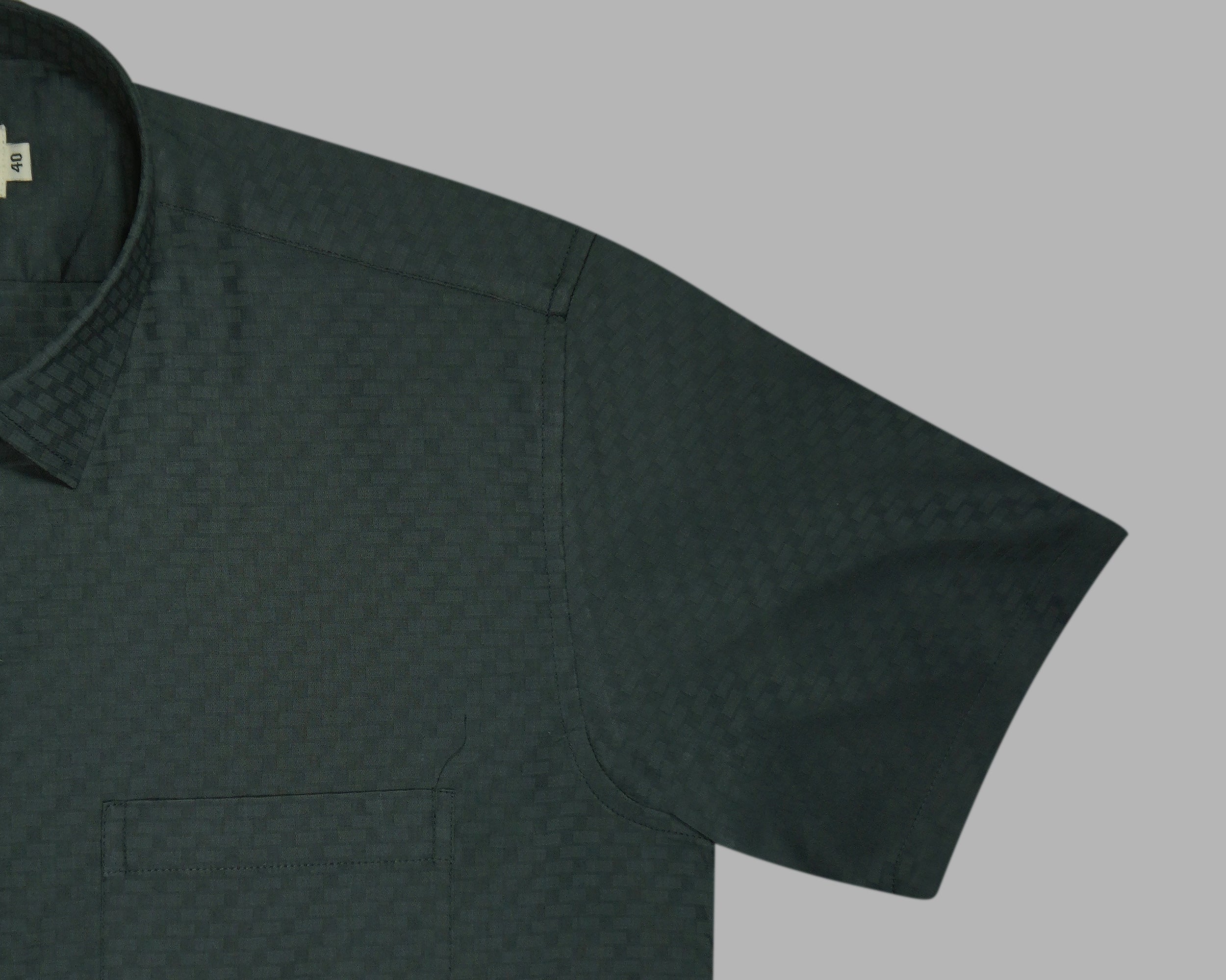 Men's 100% Cotton Geometric Printed Half Sleeves Shirt (Grey)