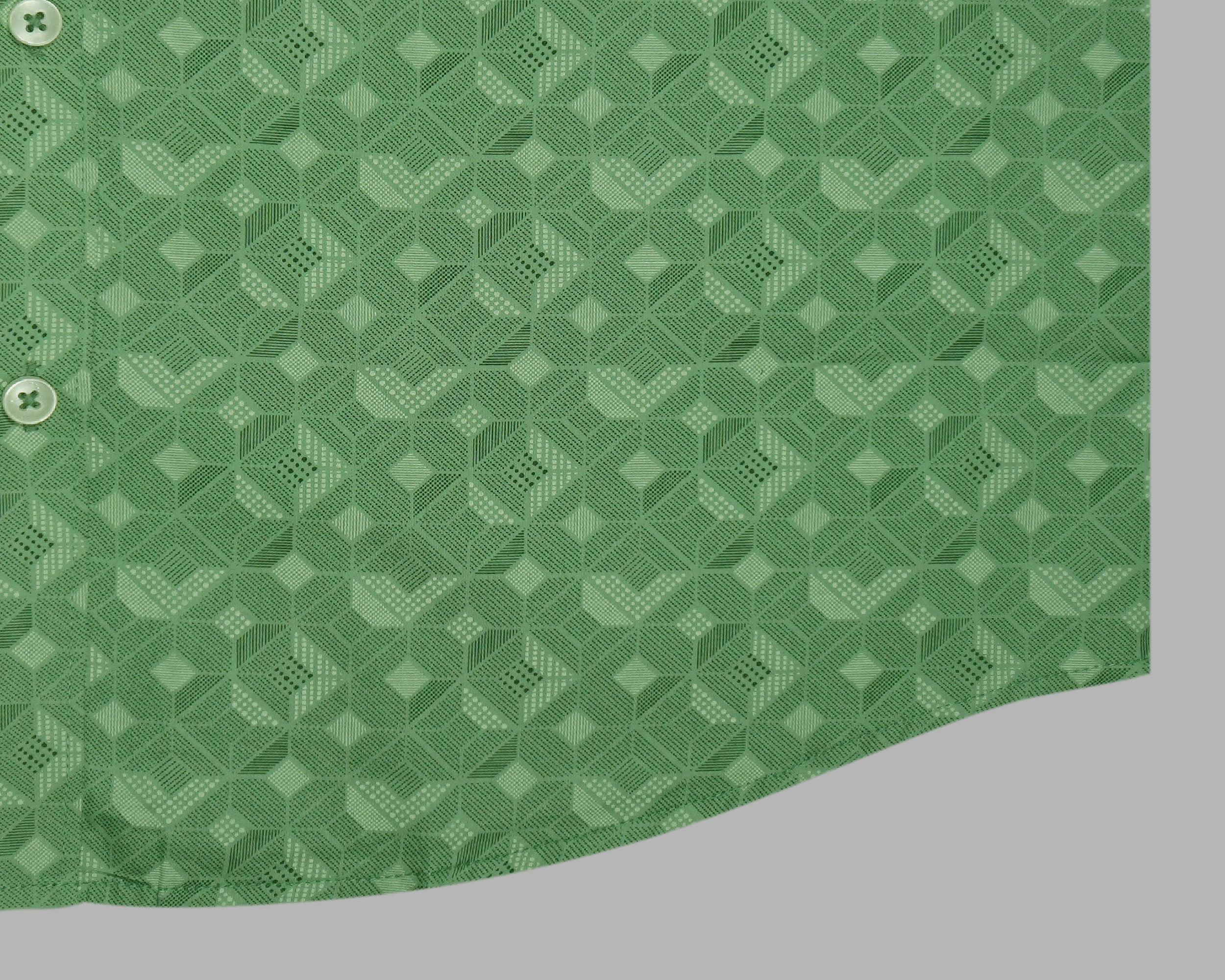 Men's 100% Cotton Geometric Printed Half Sleeves Shirt (Green)