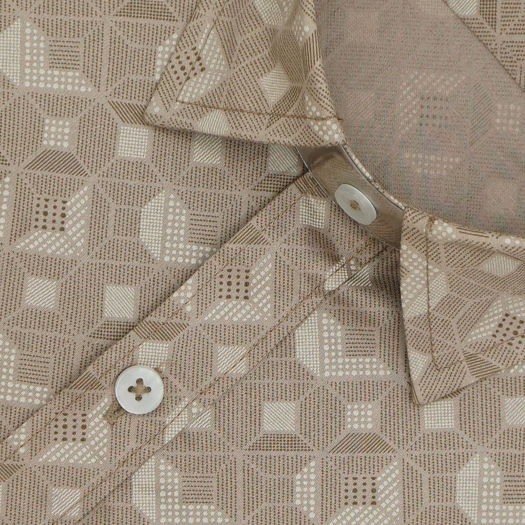 Men's 100% Cotton Geometric Printed Half Sleeves Shirt (Brown)