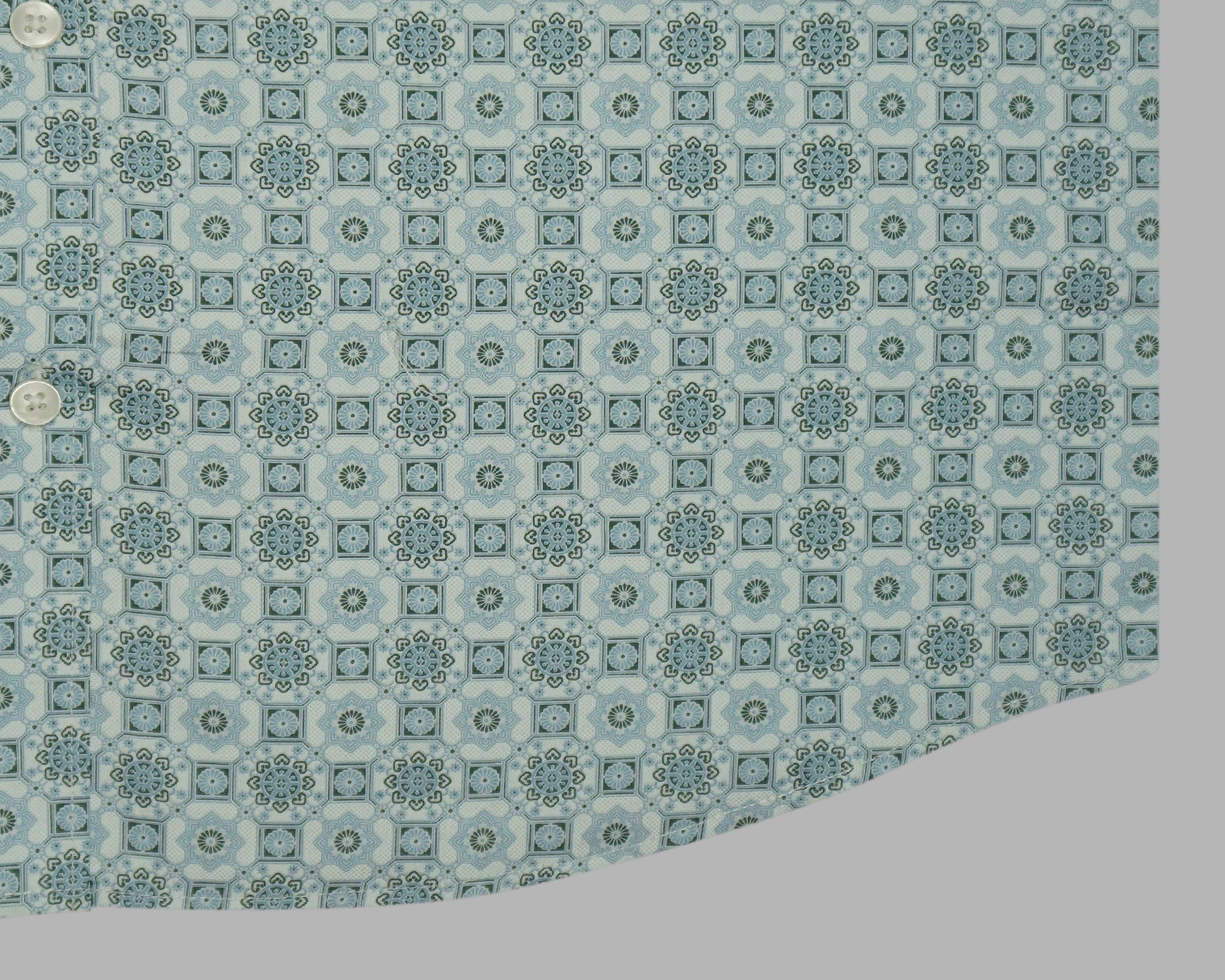 Men's 100% Cotton Geometric Printed Half Sleeves Shirt (Blue)