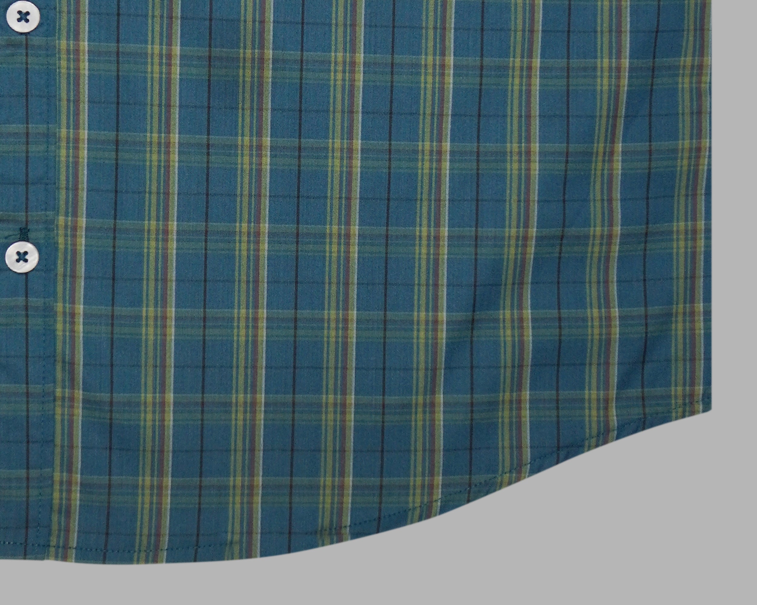 Men's 100% Cotton Checkered Half Sleeves Shirt (Teal)