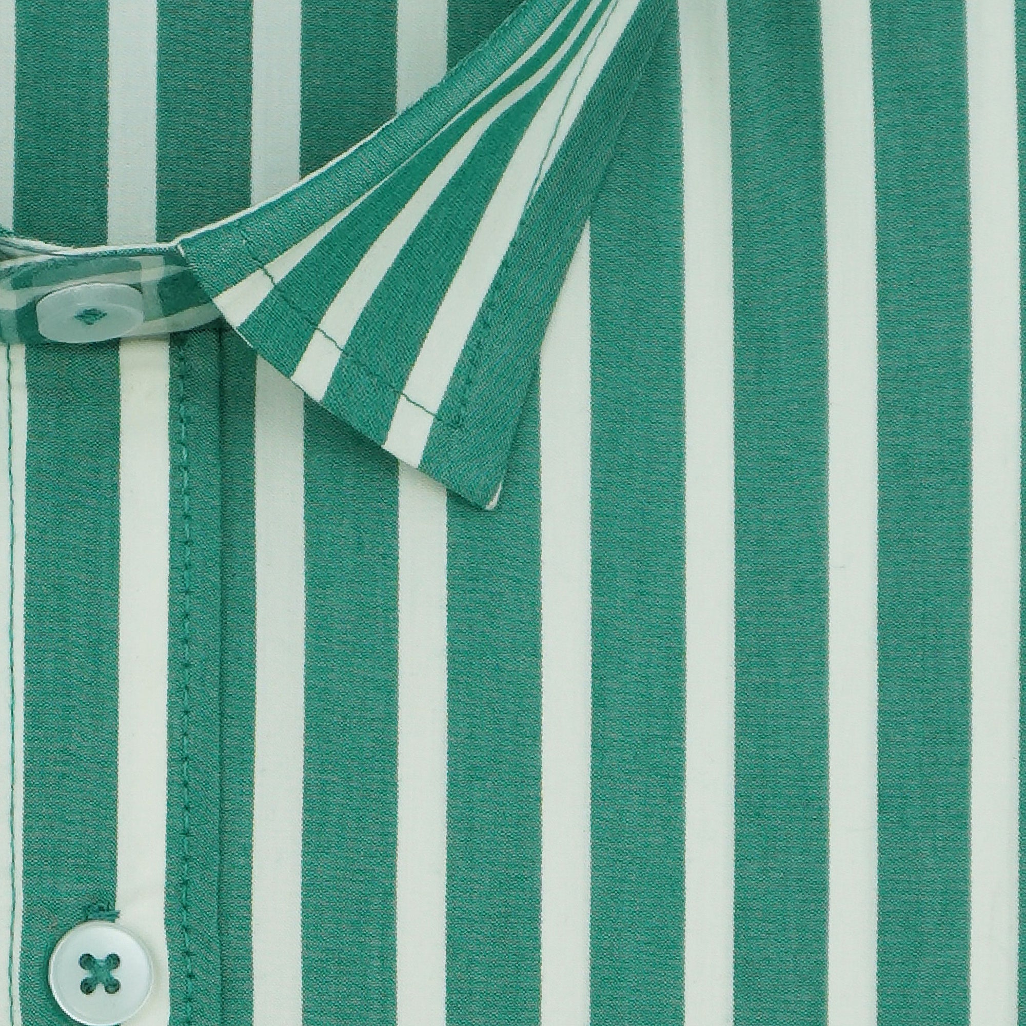Men's 100% Cotton Striped Half Sleeves Shirts (Green)