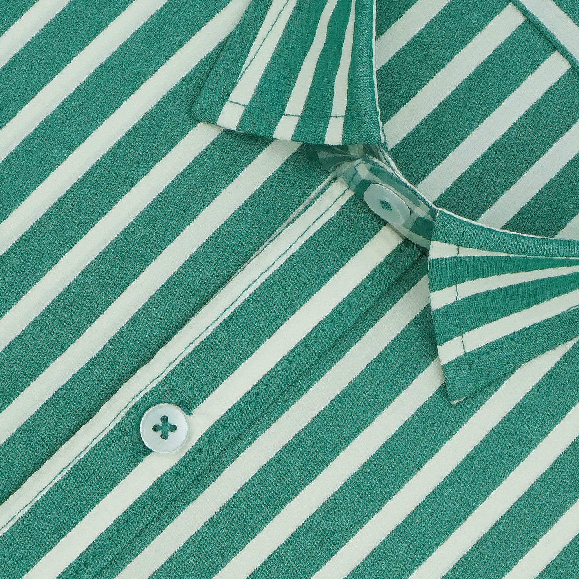 Men's 100% Cotton Striped Half Sleeves Shirts (Green)