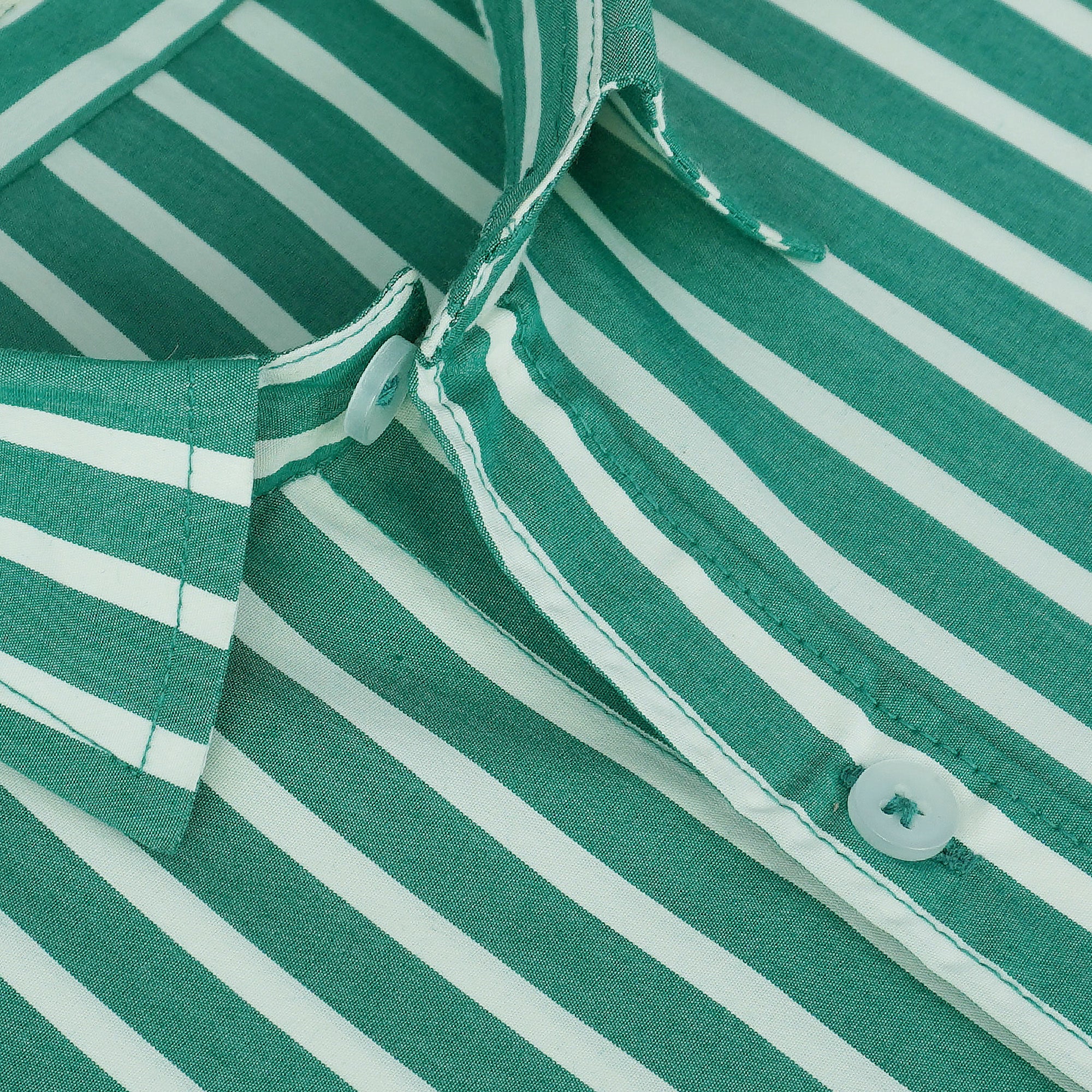 Men's 100% Cotton Striped Half Sleeves Shirts (Green)