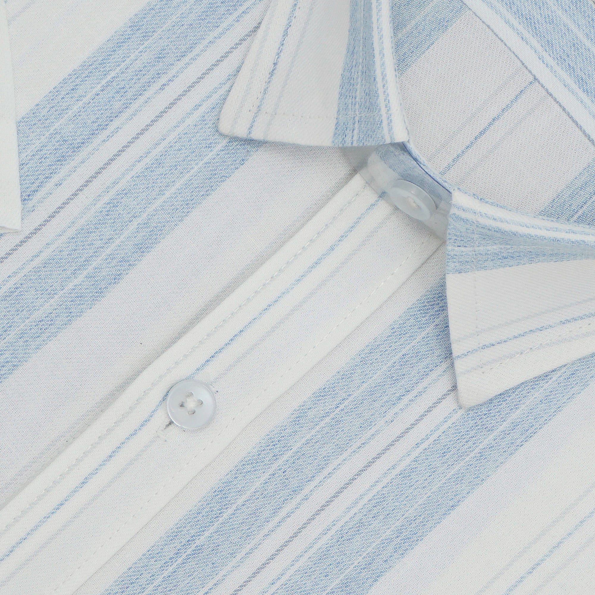 Men's 100% Cotton Striped Half Sleeves Shirts (Blue)